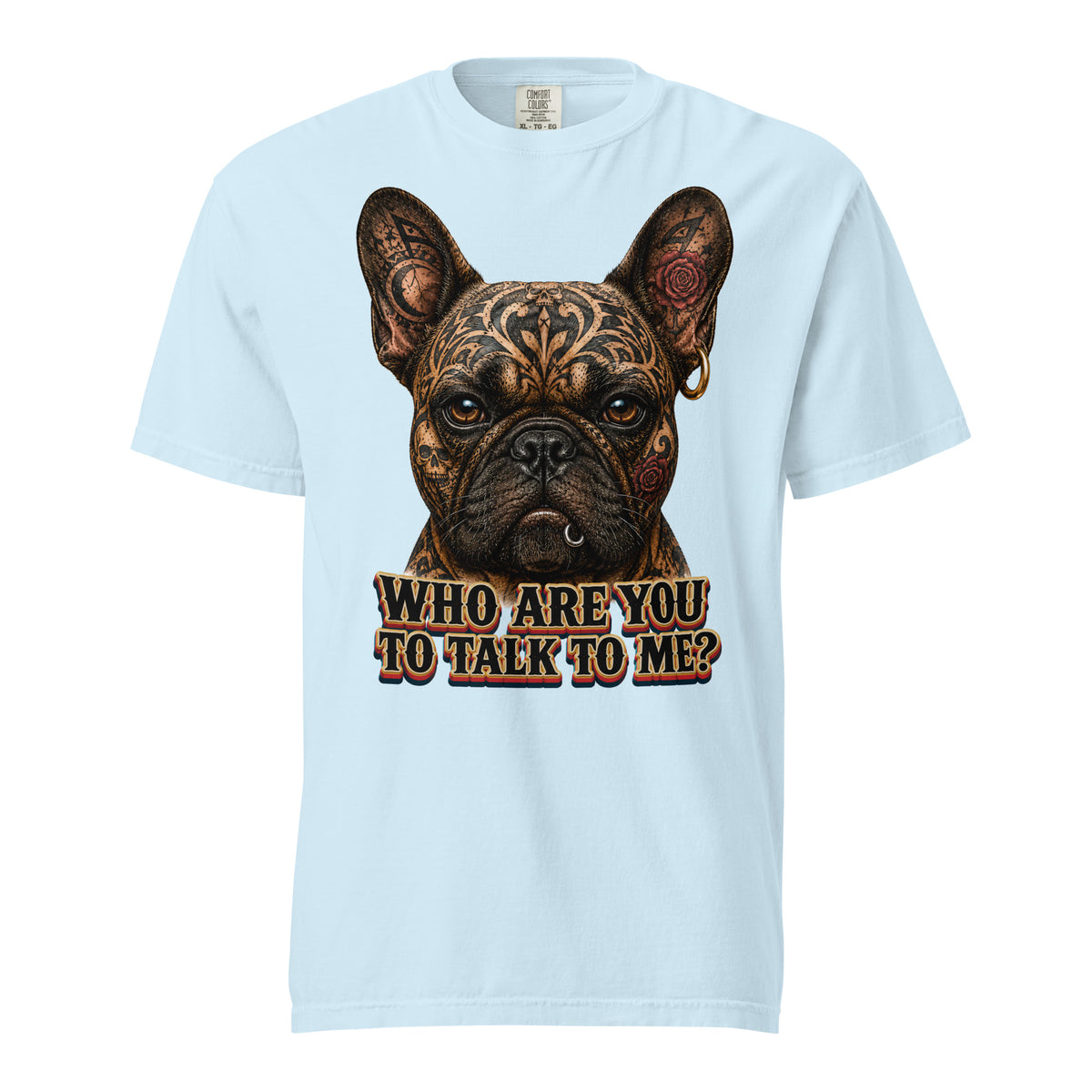 Edgy Frenchie Heavyweight Tee - Garment Dyed French Bulldog Lovers T-Shirt T-1 by printfluence.net