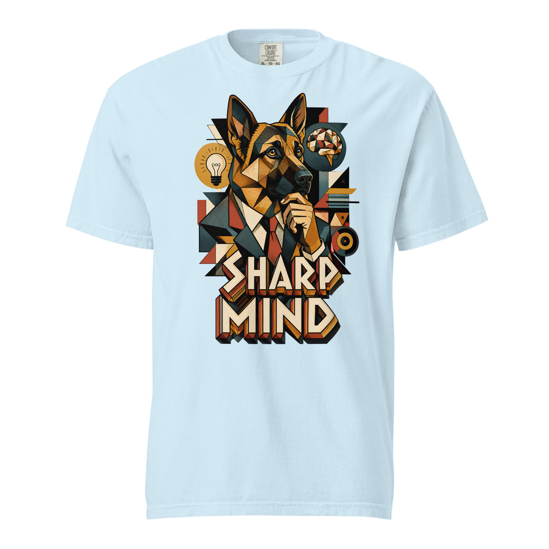 German Shepherd Lovers Heavyweight T-shirt Sharp Mind – Geometric Professional Canine Art Tee by printfluence.net