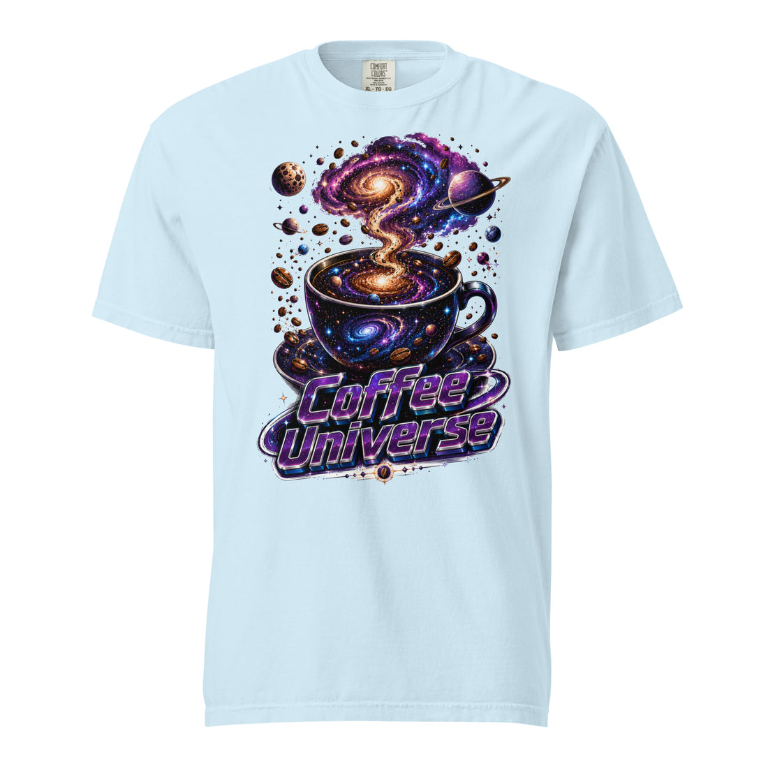Coffee Lovers Unisex Garment-Dyed Heavyweight T-Shirt Coffee Universe – Cosmic Galaxy & Coffee Bean Graphic Tee by printfluence.net