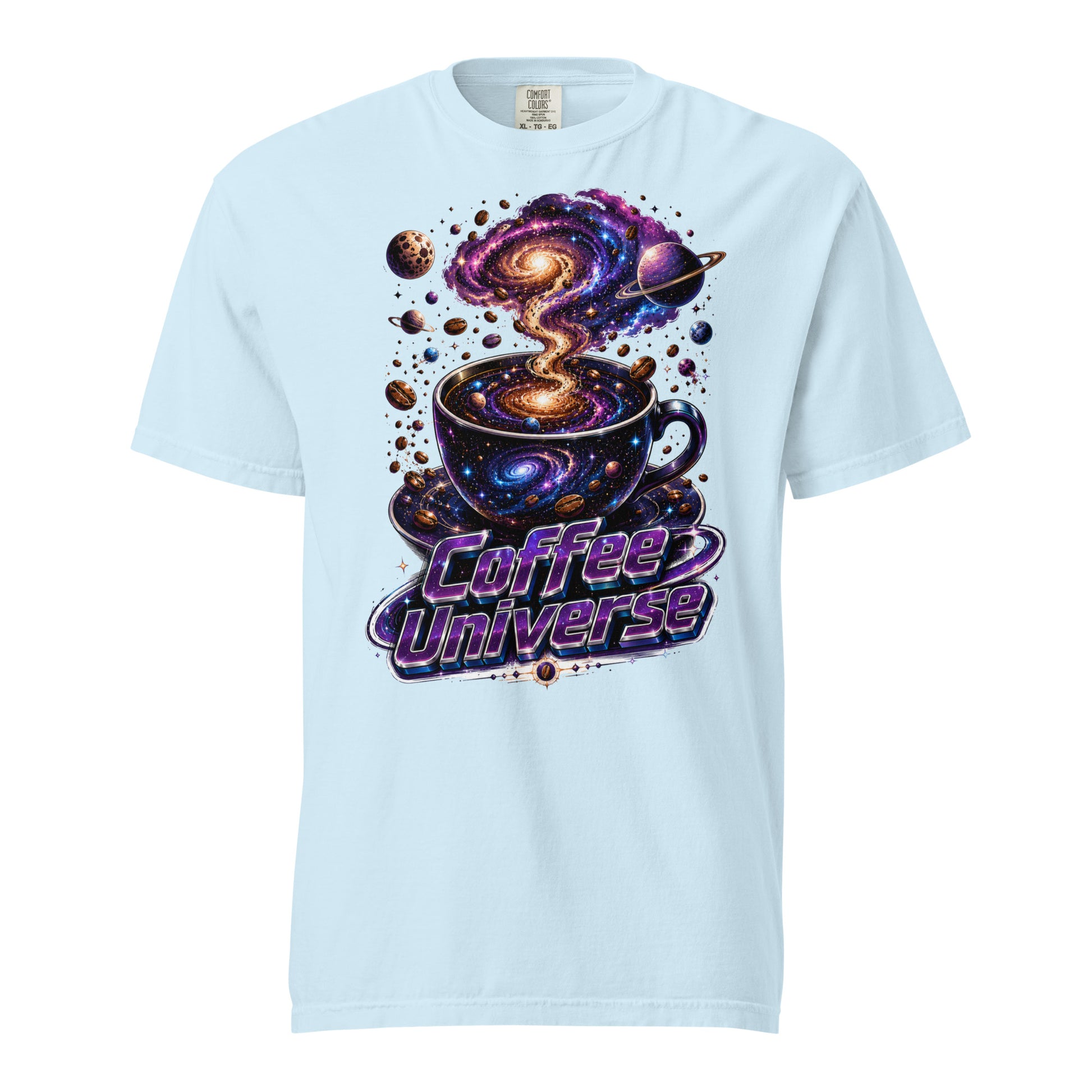 Coffee Lovers Unisex Garment-Dyed Heavyweight T-Shirt Coffee Universe – Cosmic Galaxy & Coffee Bean Graphic Tee by printfluence.net