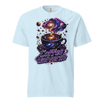 Coffee Lovers Unisex Garment-Dyed Heavyweight T-Shirt Coffee Universe – Cosmic Galaxy & Coffee Bean Graphic Tee by printfluence.net