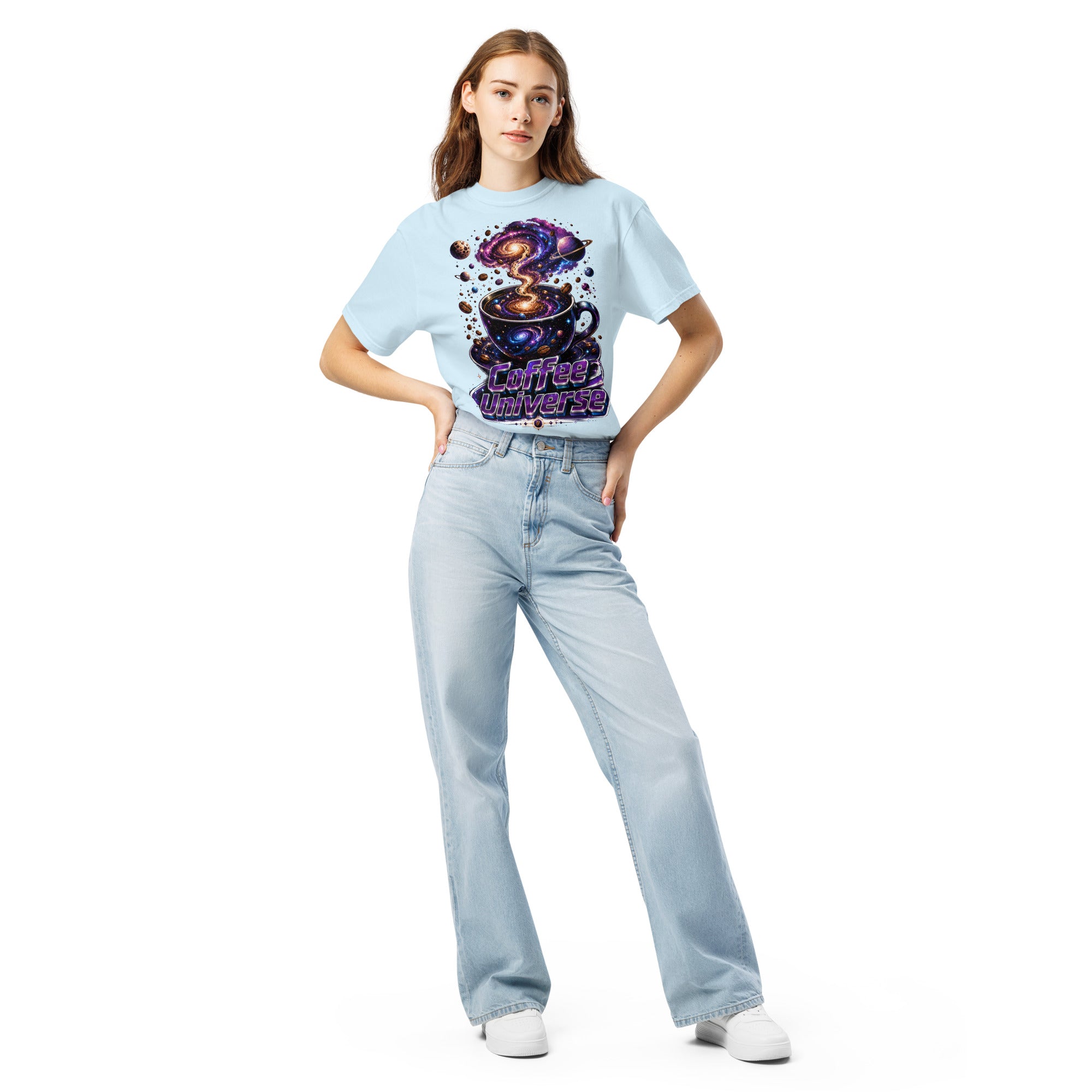Coffee Lovers Unisex Garment-Dyed Heavyweight T-Shirt Coffee Universe – Cosmic Galaxy & Coffee Bean Graphic Tee by printfluence.net
