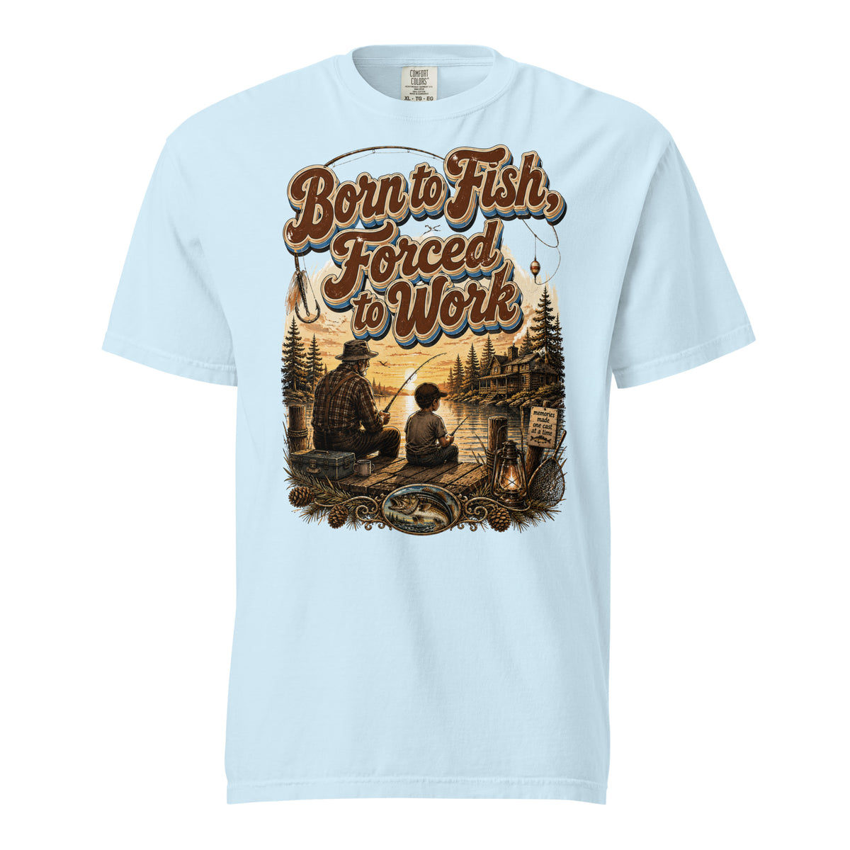 Fishing Lovers | Unisex Garment-Dyed Heavyweight T-Shirt — Born to Fish, Forced to Work by printfluence