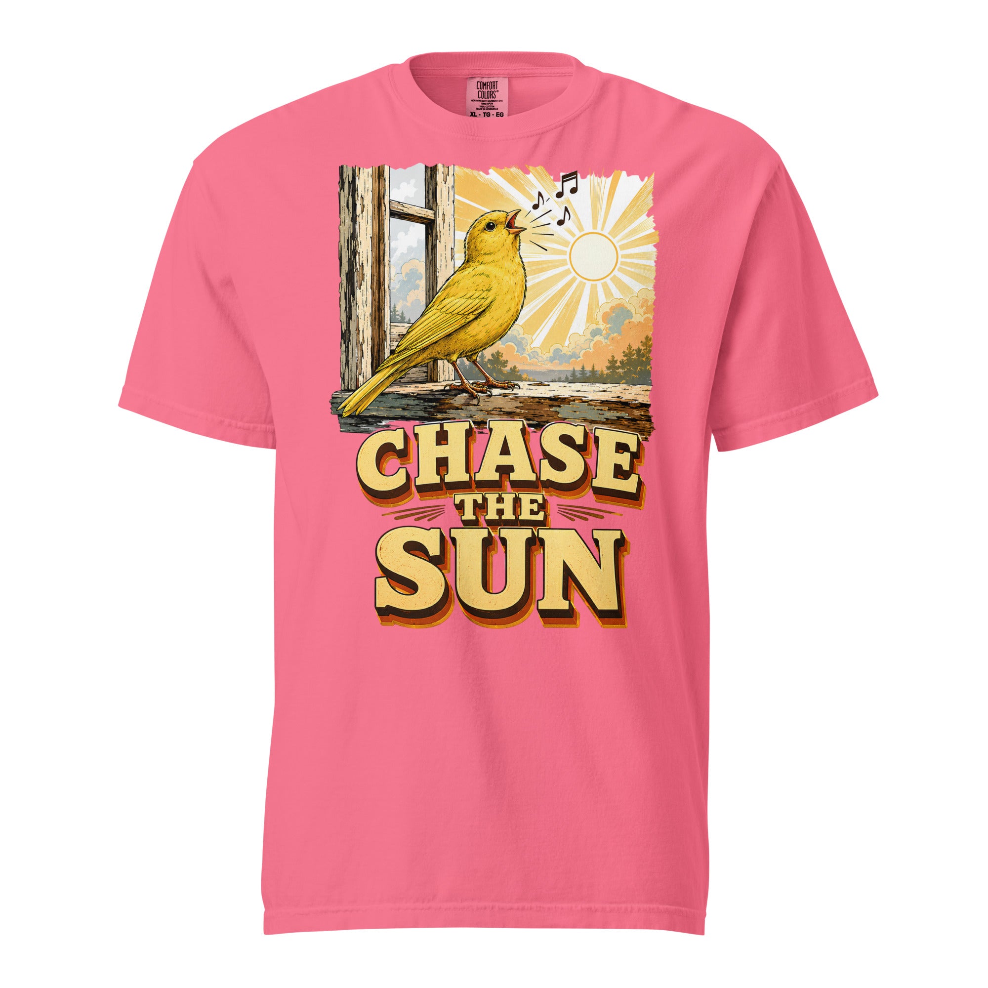 Vintage Chase The Sun Faded Oversized Tee - Retro Canary Lovers T-Shirt T-1 by printfluence.net