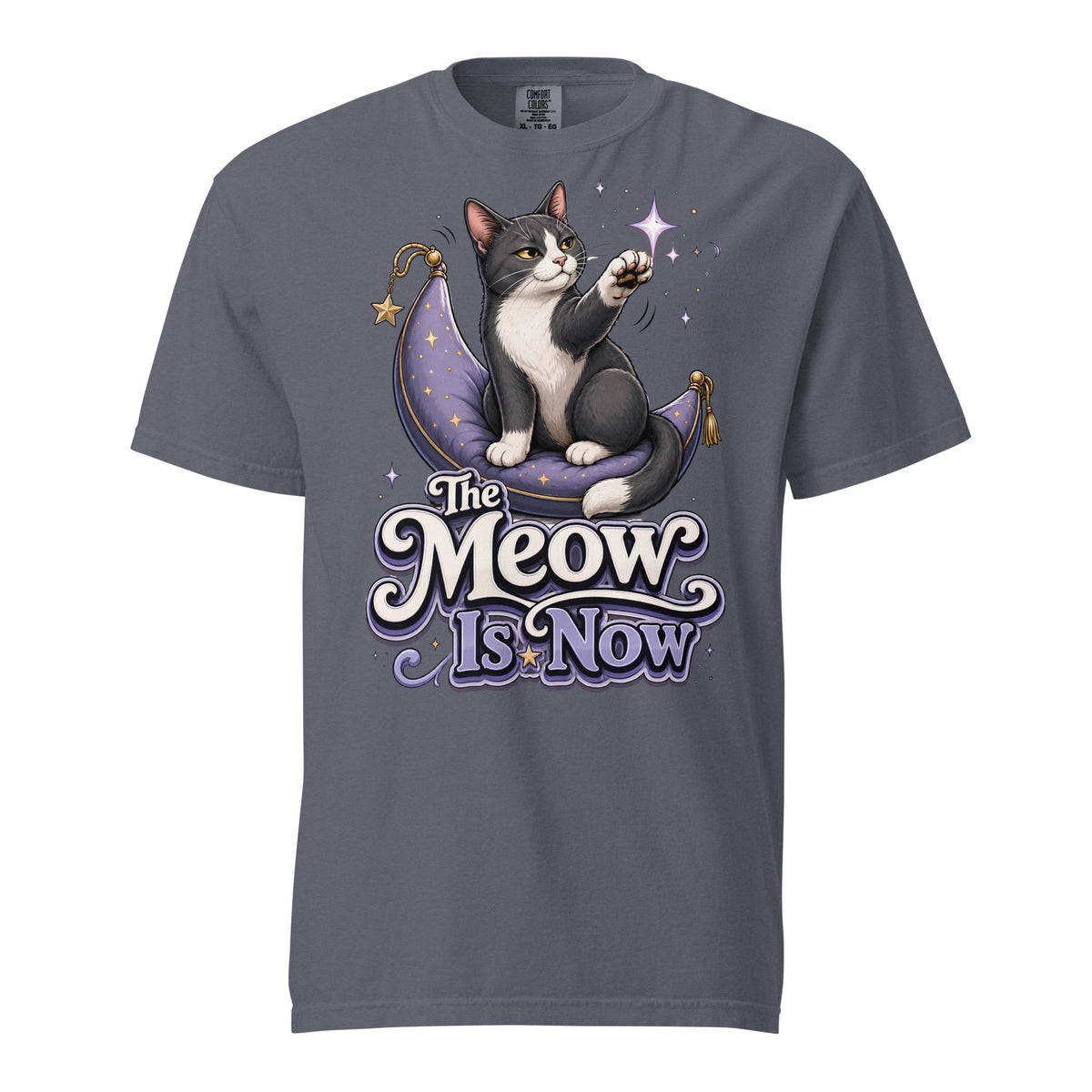 Cat Lovers "The Meow Is Now" Garment-Dyed Heavyweight T-Shirt by printfluence.net