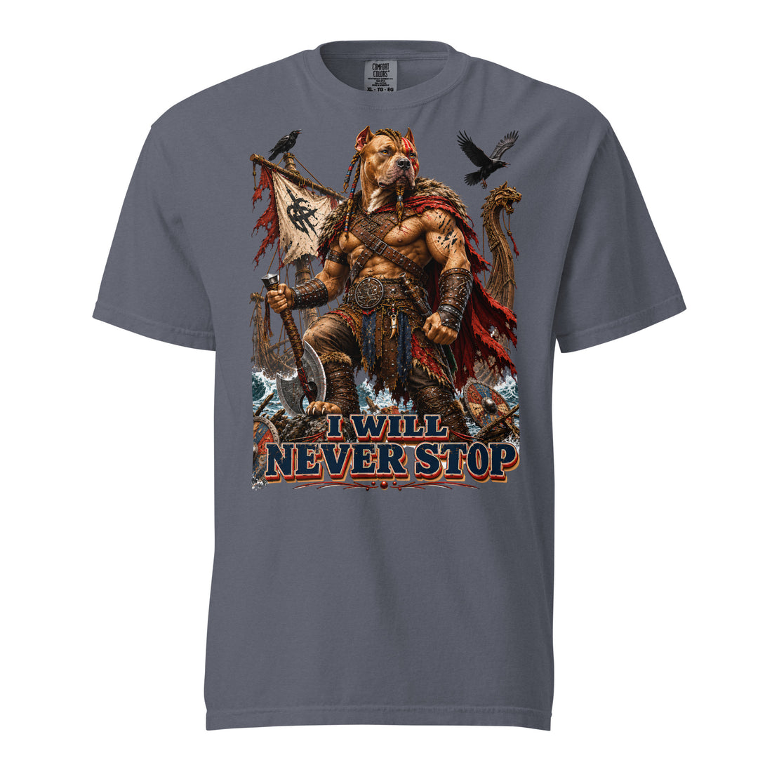 Never Stop Viking Pitbull Garment-Dyed Tee | Premium Gift for Pitbull Lovers T-1 by printfluence.net