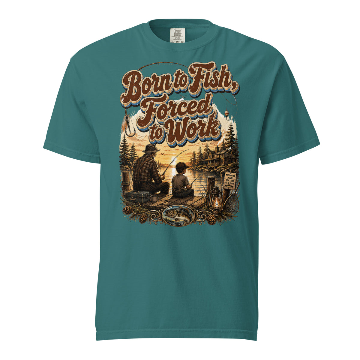 Fishing Lovers | Unisex Garment-Dyed Heavyweight T-Shirt — Born to Fish, Forced to Work by printfluence