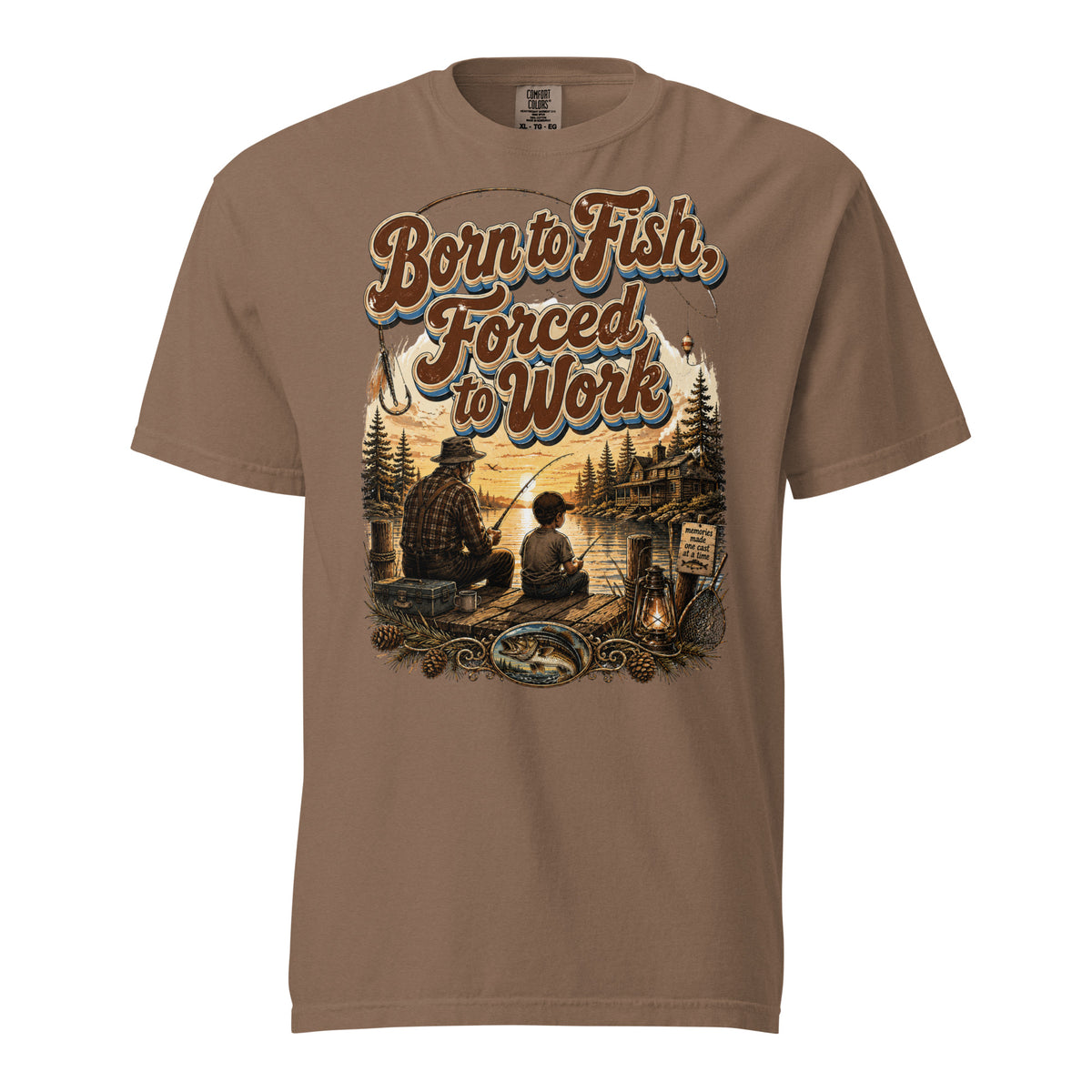 Fishing Lovers | Unisex Garment-Dyed Heavyweight T-Shirt — Born to Fish, Forced to Work by printfluence