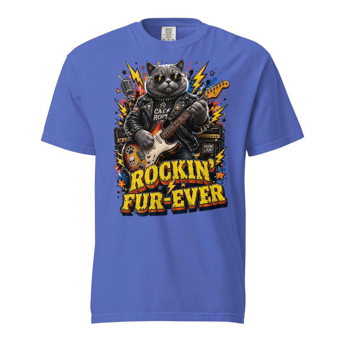 Cat Lovers Unisex Garment-Dyed Heavyweight T-Shirt "Rockin’ Fur-Ever" by printfluence.net