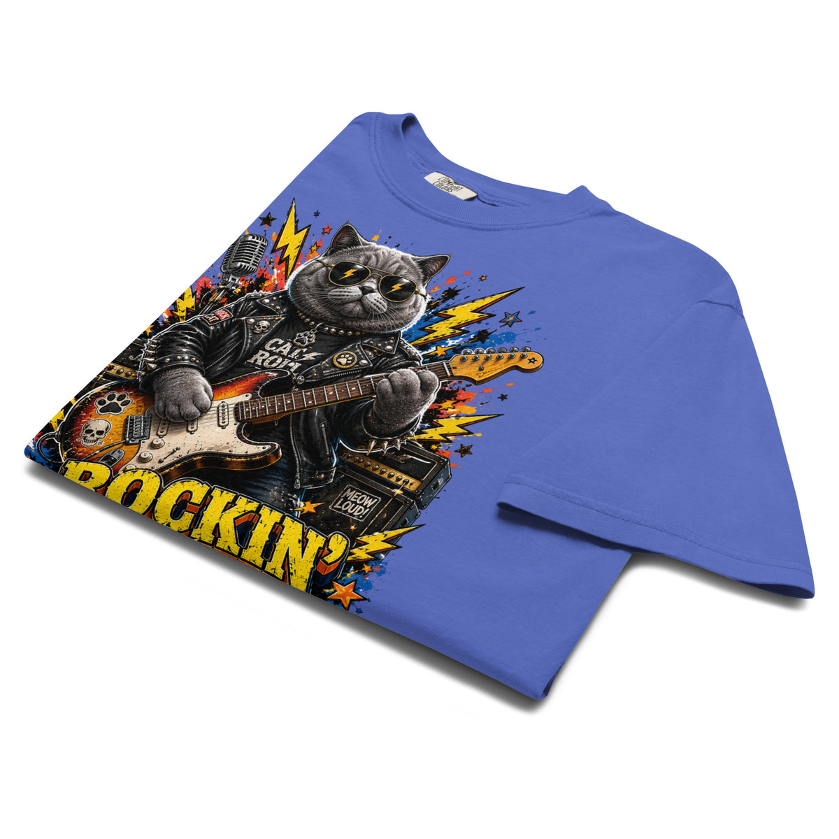 Cat Lovers Unisex Garment-Dyed Heavyweight T-Shirt "Rockin’ Fur-Ever" by printfluence.net