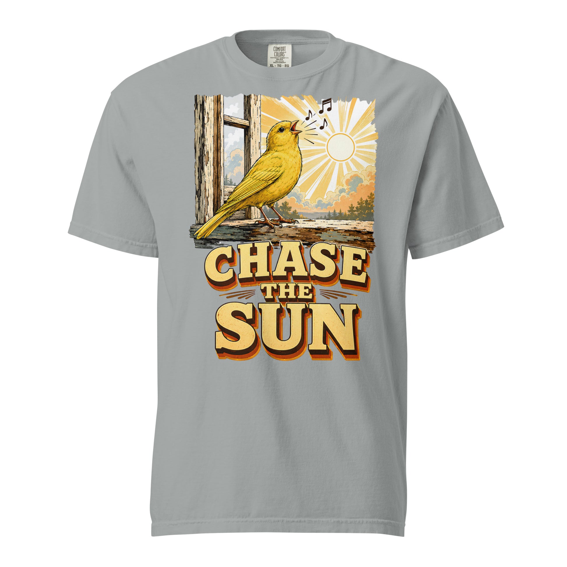 Vintage Chase The Sun Faded Oversized Tee - Retro Canary Lovers T-Shirt T-1 by printfluence.net