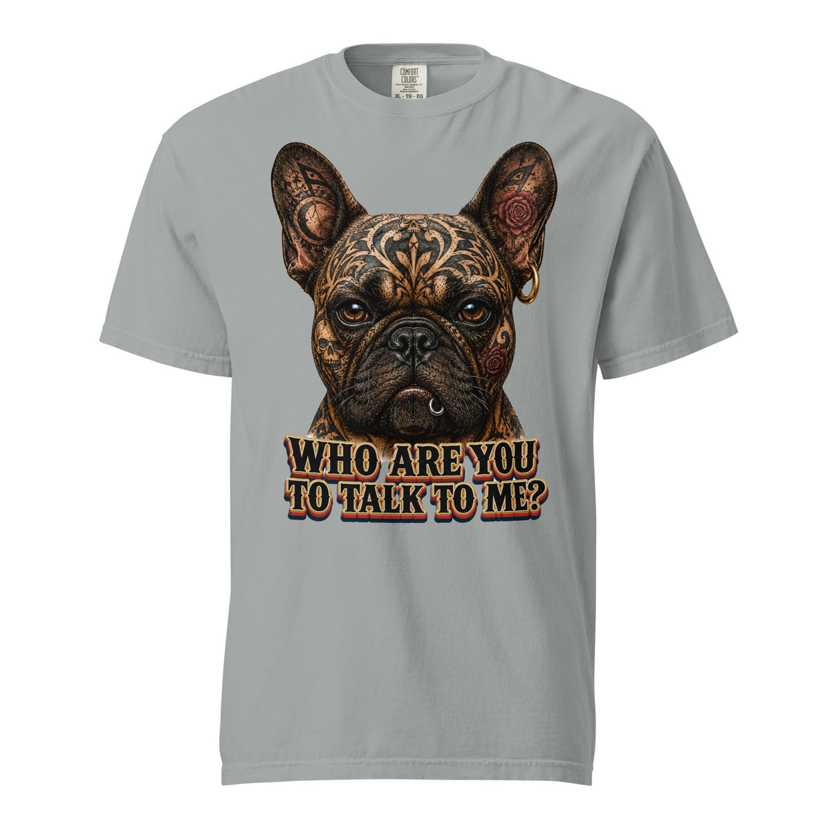 Edgy Frenchie Heavyweight Tee - Garment Dyed French Bulldog Lovers T-Shirt T-1 by printfluence.net
