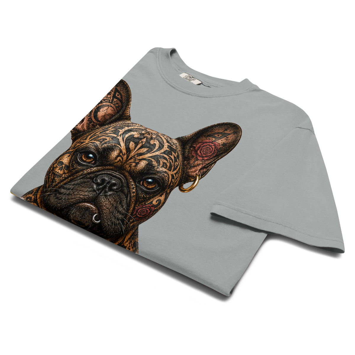 Edgy Frenchie Heavyweight Tee - Garment Dyed French Bulldog Lovers T-Shirt T-1 by printfluence.net