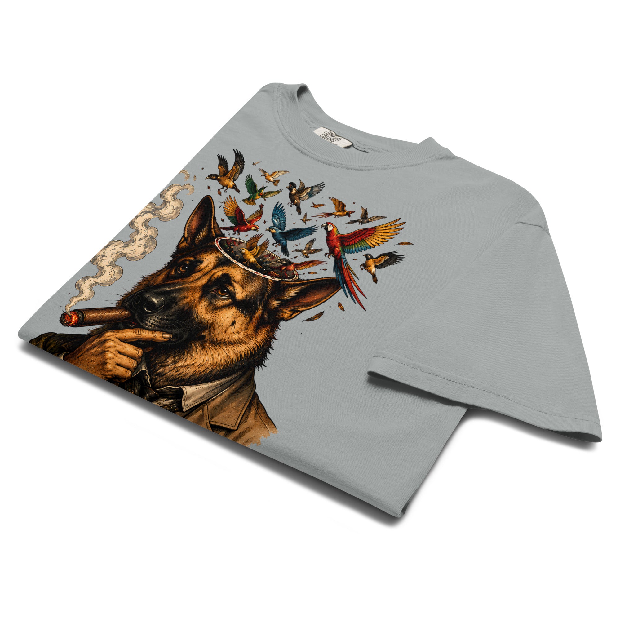German Shepherd Lovers Unisex Garment-Dyed Heavyweight T-Shirt | "What Is Betrayal?" Philosophical Graphic Tee by printfluence.net