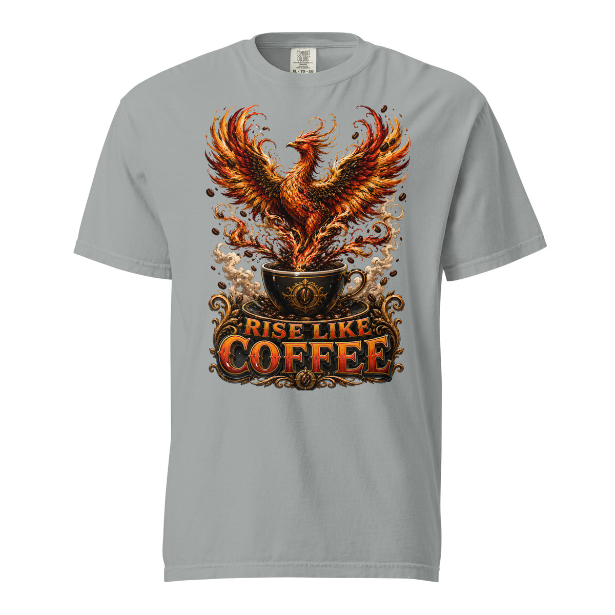Coffee Lovers Unisex Garment-Dyed Heavyweight T-shirt Rise Like Coffee – Epic Phoenix Graphic Tee by printfluence.net