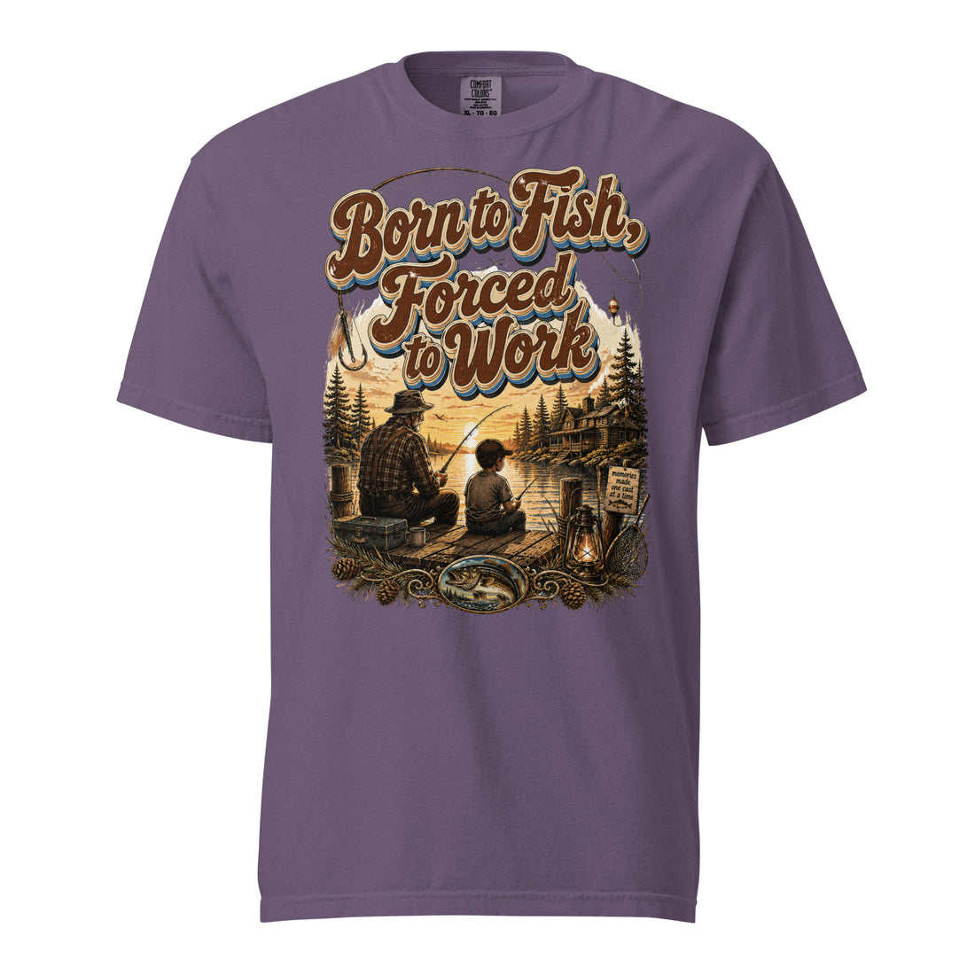 Fishing Lovers | Unisex Garment-Dyed Heavyweight T-Shirt — Born to Fish, Forced to Work by printfluence