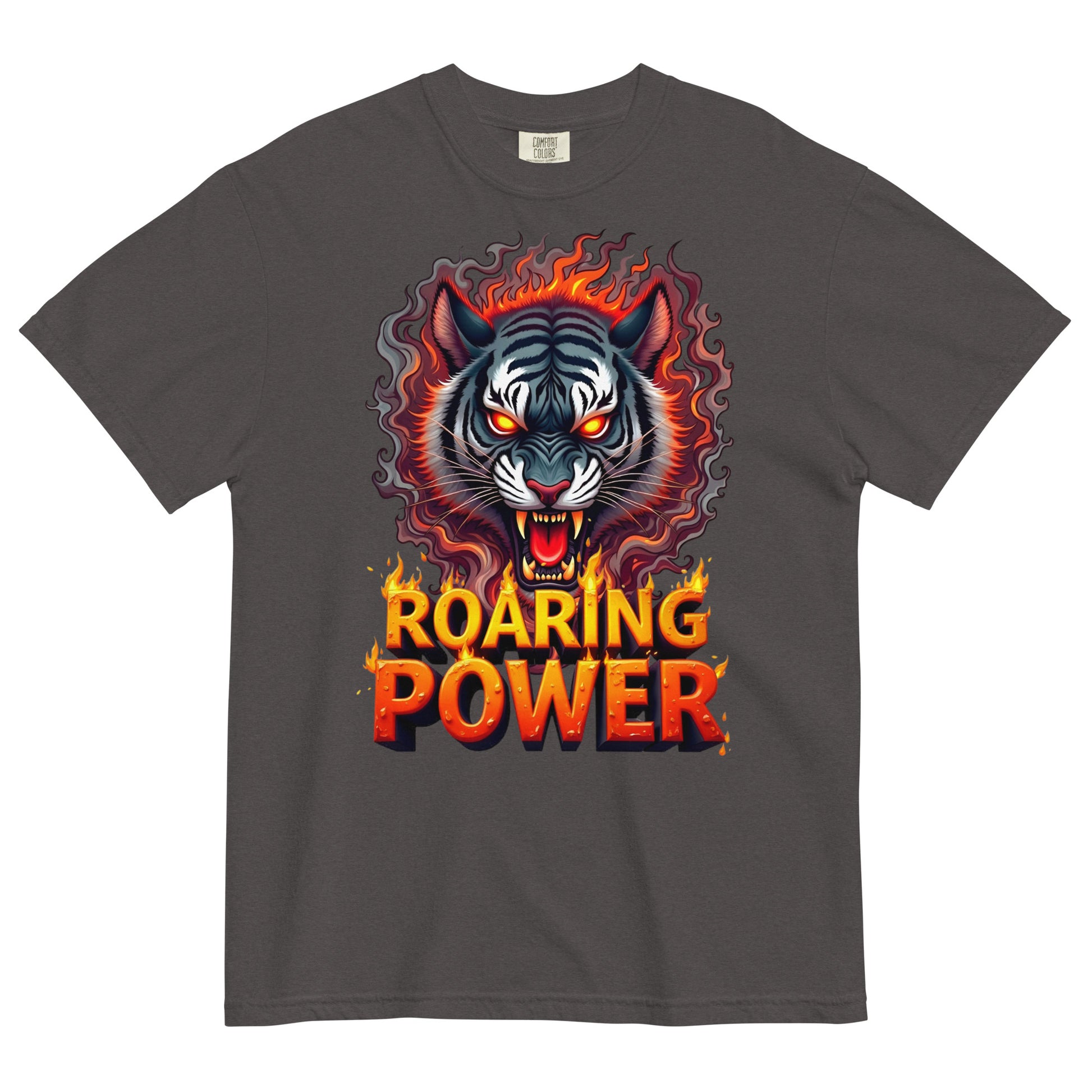 Unisex garment-dyed heavyweight t-shirt - Roaring Power Tiger Heavyweight Tee – Fierce Garment-Dyed Unisex by printfluence.net