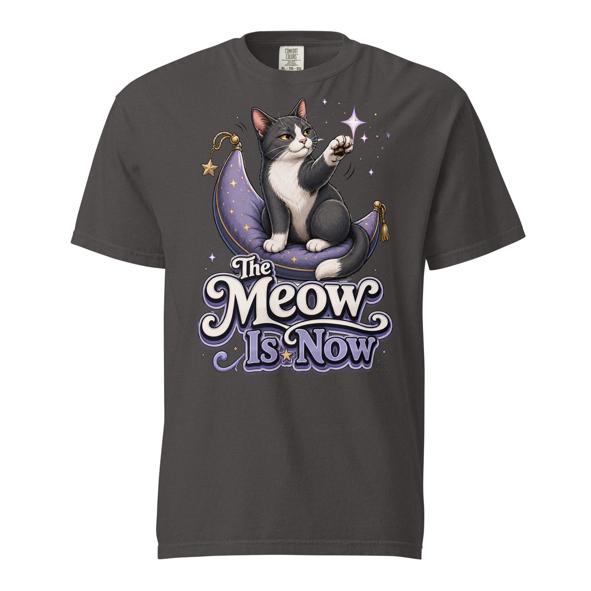Cat Lovers "The Meow Is Now" Garment-Dyed Heavyweight T-Shirt by printfluence.net