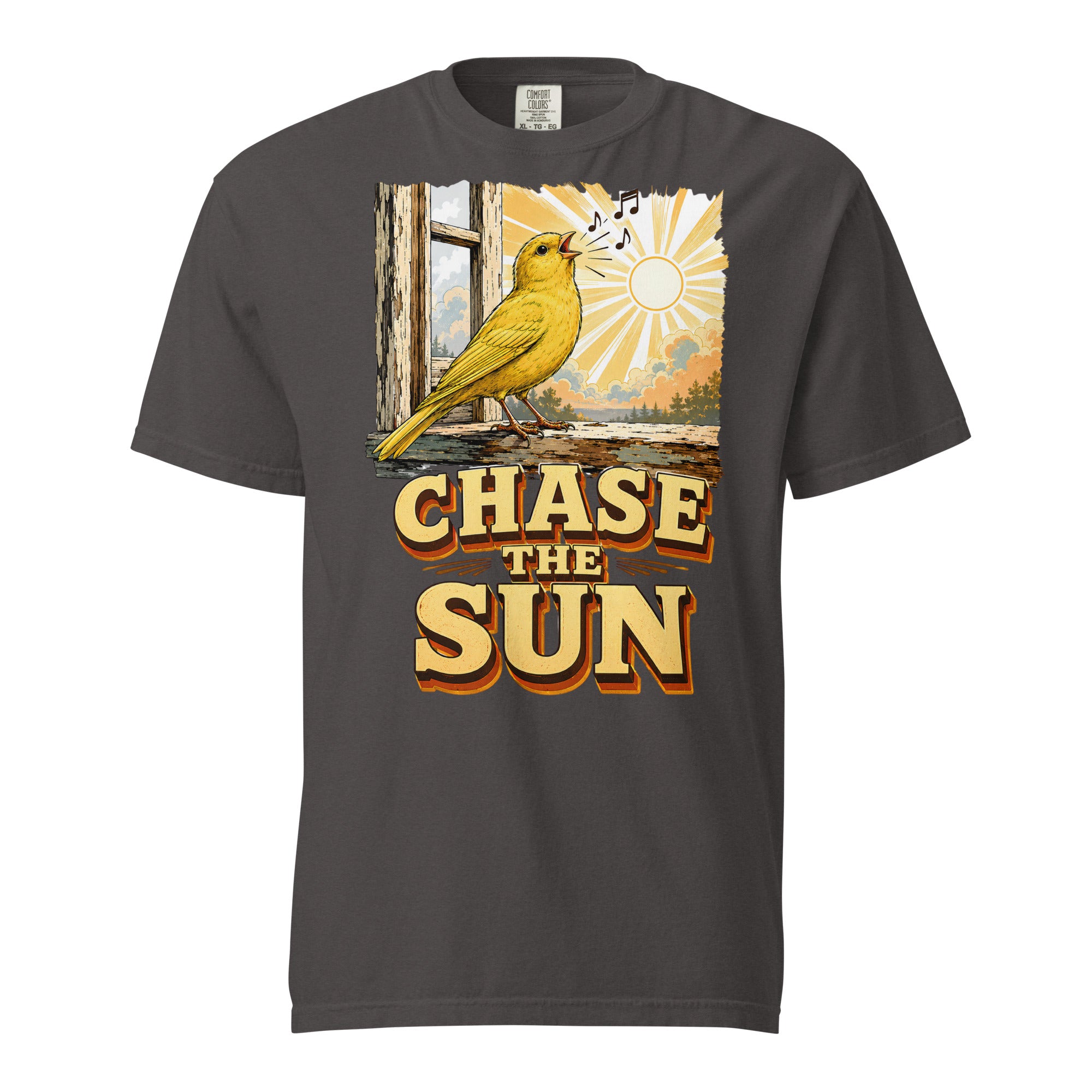 Vintage Chase The Sun Faded Oversized Tee - Retro Canary Lovers T-Shirt T-1 by printfluence.net