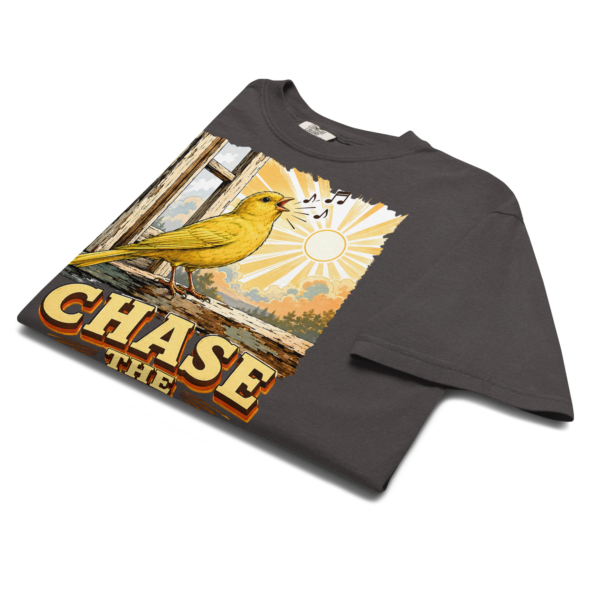 Vintage Chase The Sun Faded Oversized Tee - Retro Canary Lovers T-Shirt T-1 by printfluence.net