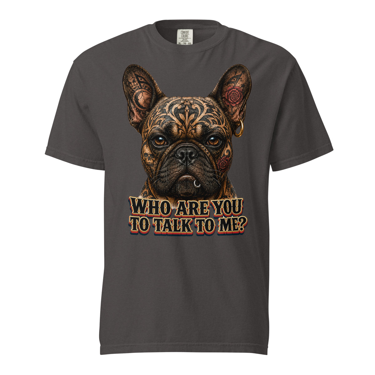 Edgy Frenchie Heavyweight Tee - Garment Dyed French Bulldog Lovers T-Shirt T-1 by printfluence.net