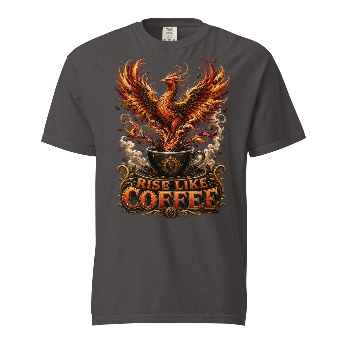 Coffee Lovers Unisex Garment-Dyed Heavyweight T-shirt Rise Like Coffee – Epic Phoenix Graphic Tee by printfluence.net