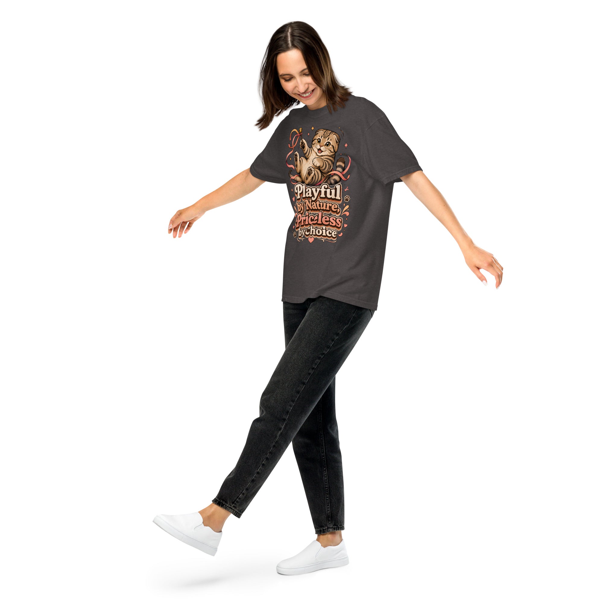 Cat Lovers Unisex Garment-Dyed Heavyweight T-Shirt "Playful by Nature, Priceless by Choice" by printfluence.net