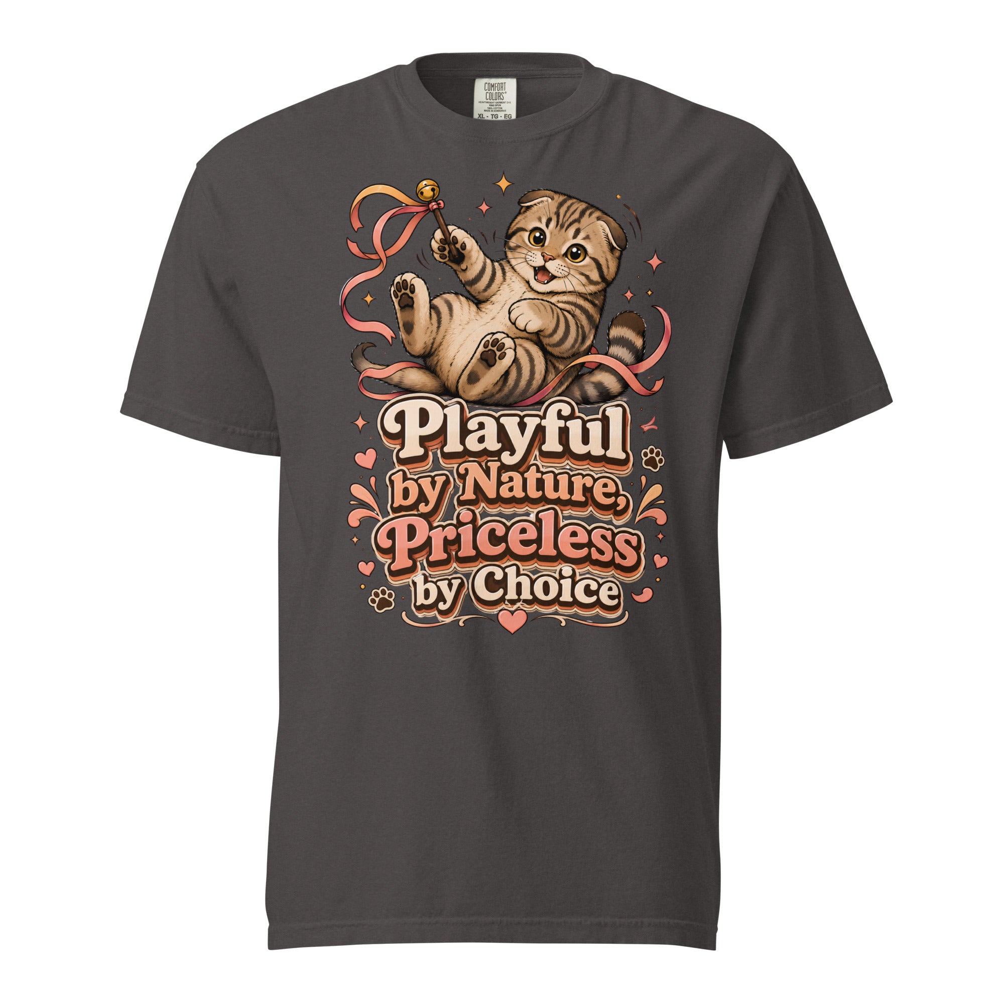 Cat Lovers Unisex Garment-Dyed Heavyweight T-Shirt "Playful by Nature, Priceless by Choice" by printfluence.net