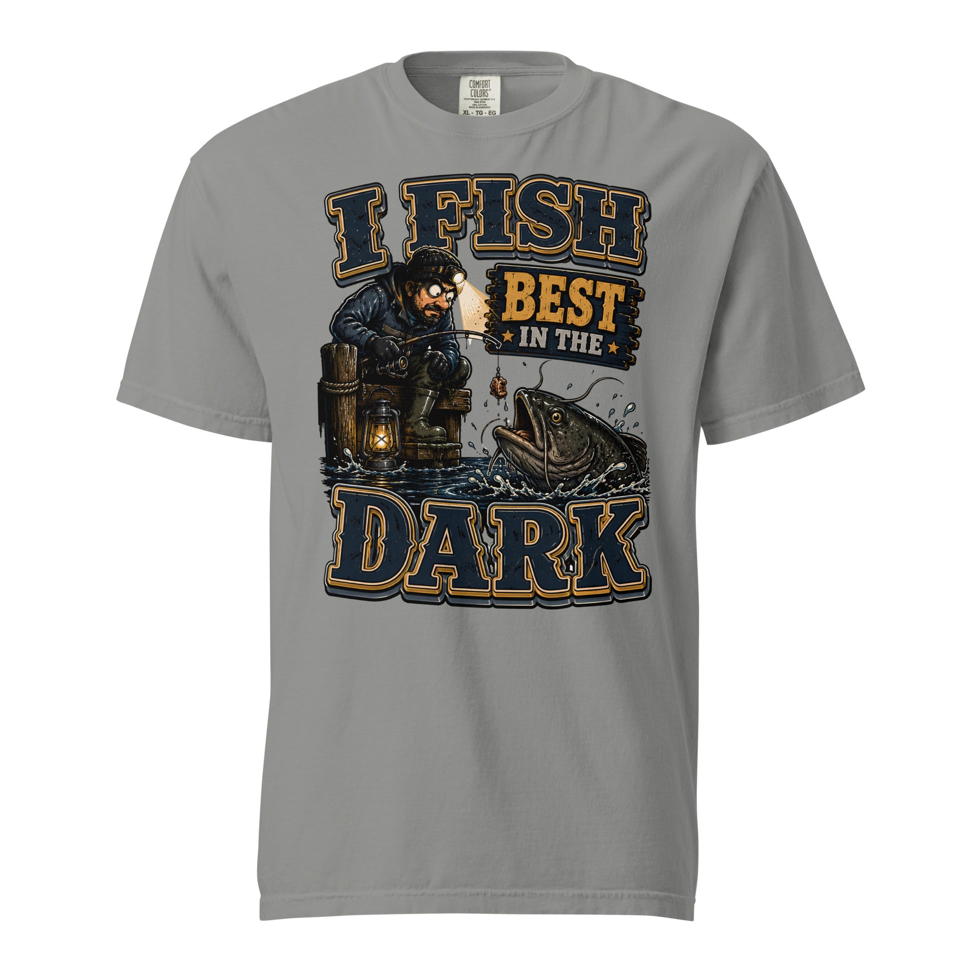 I Fish Best In The Dark Heavyweight Tee | Fishing Lovers Gift by printfluence.net