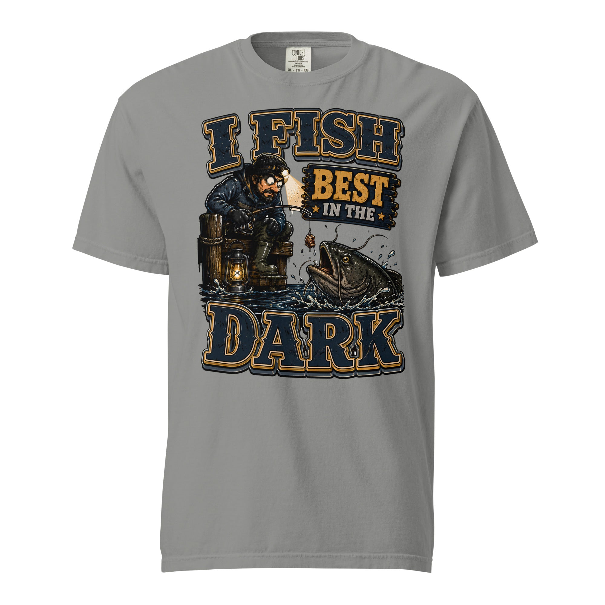 I Fish Best In The Dark Heavyweight Tee | Fishing Lovers Gift by printfluence.net
