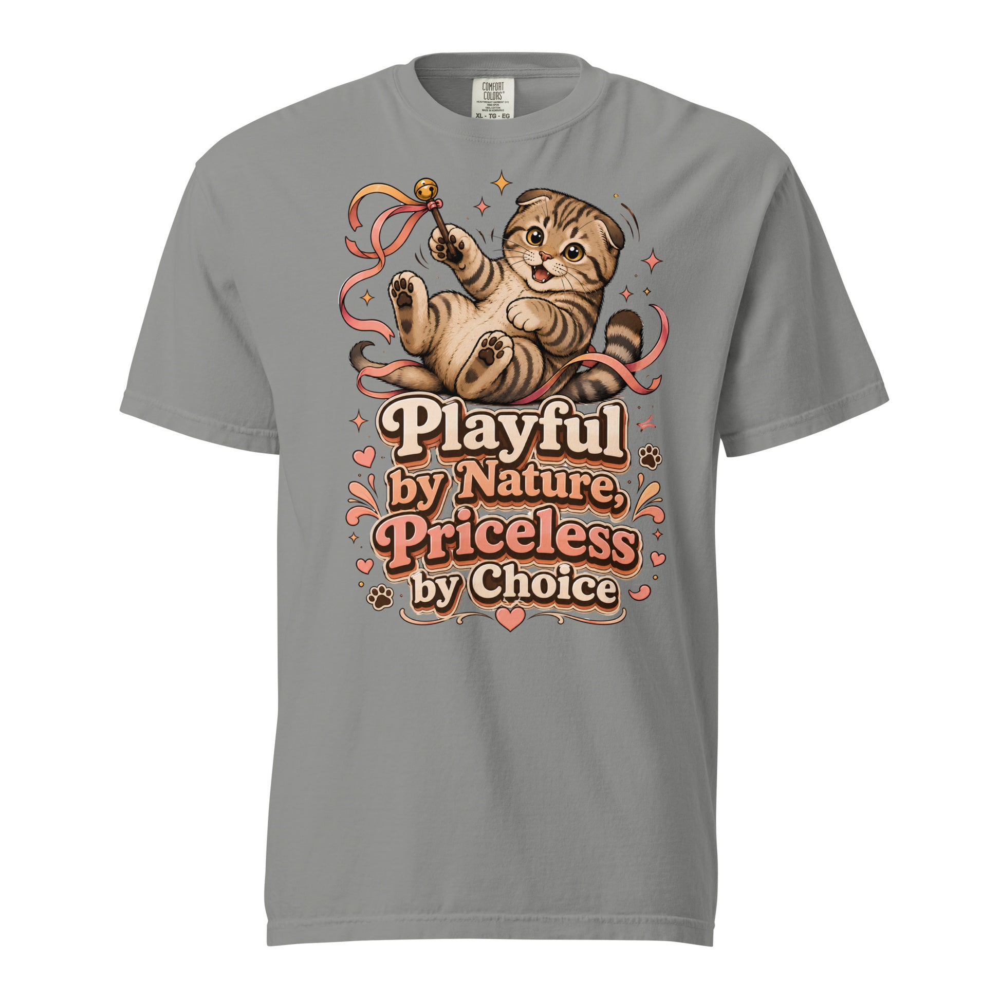 Cat Lovers Unisex Garment-Dyed Heavyweight T-Shirt "Playful by Nature, Priceless by Choice" by printfluence.net