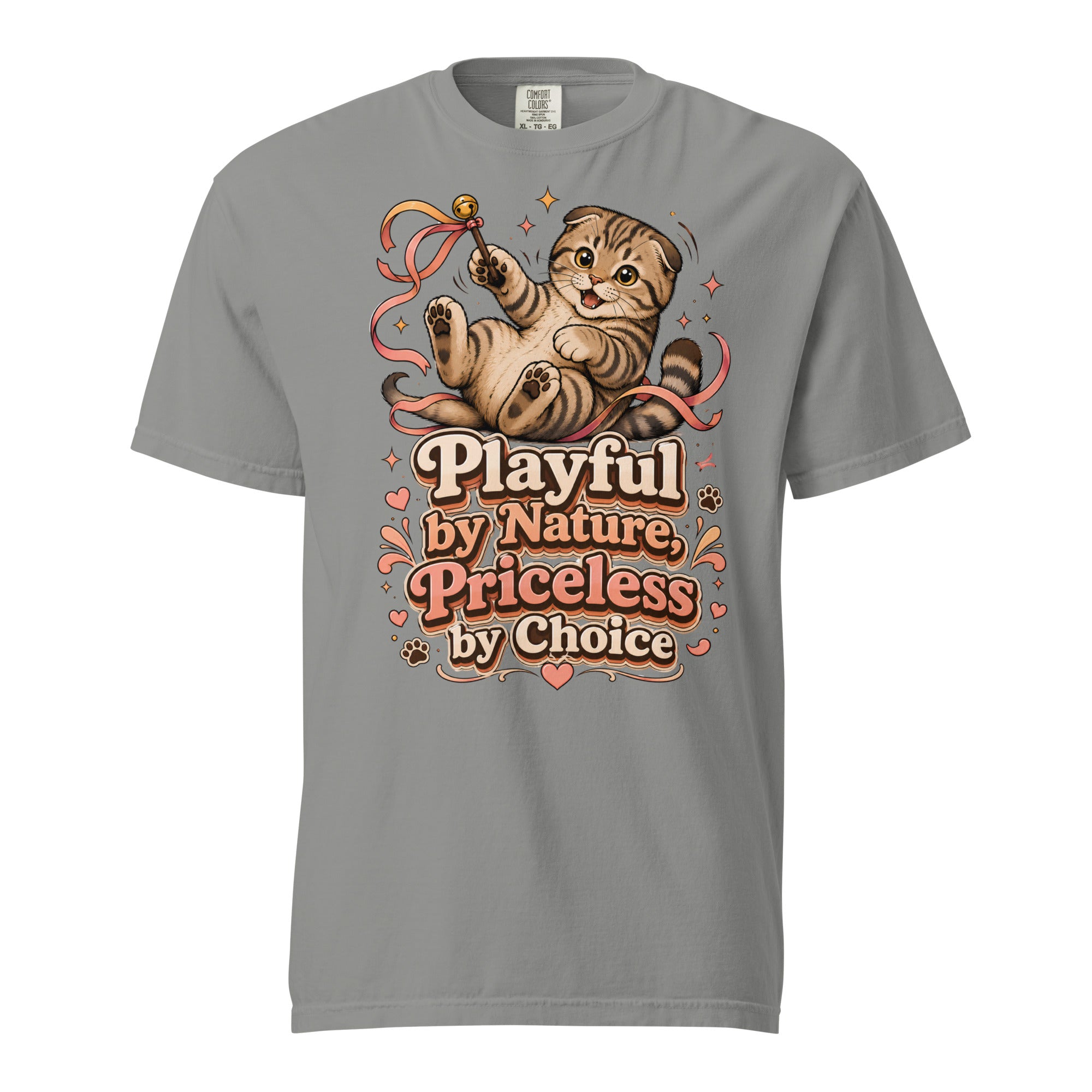 Cat Lovers Unisex Garment-Dyed Heavyweight T-Shirt "Playful by Nature, Priceless by Choice" by printfluence.net