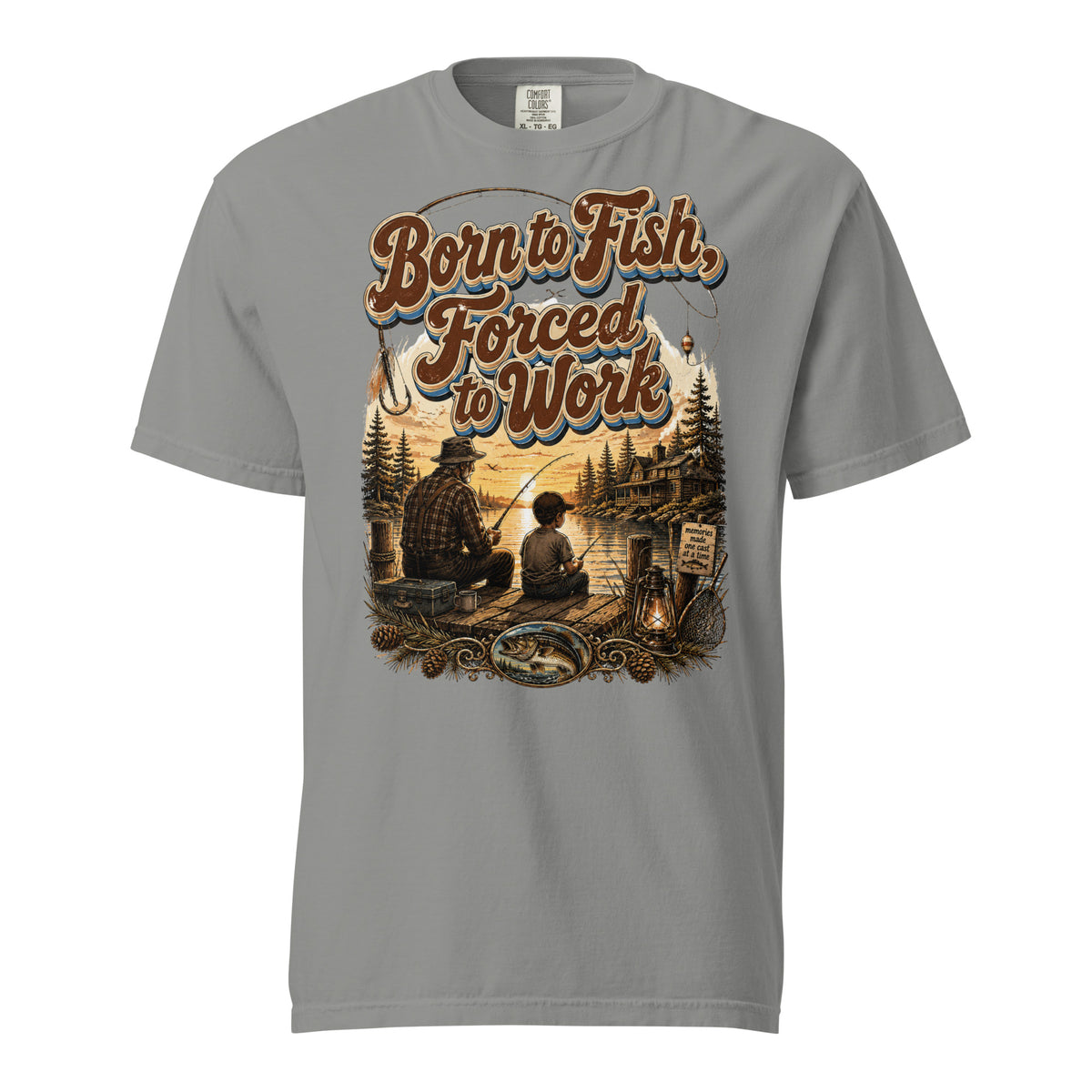 Fishing Lovers | Unisex Garment-Dyed Heavyweight T-Shirt — Born to Fish, Forced to Work by printfluence