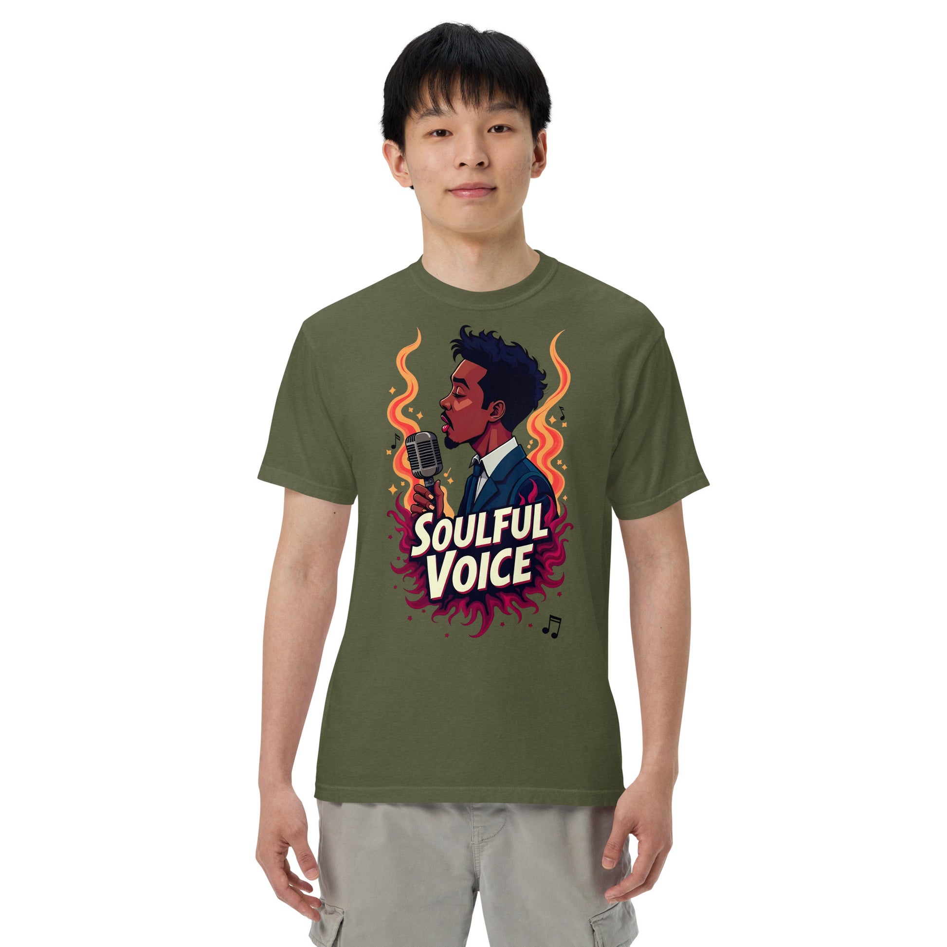 Unisex garment-dyed heavyweight t-shirt - Fire Soul T-Shirt – Unisex Singer Fiery Stage Graphic Tee by printfluence.net