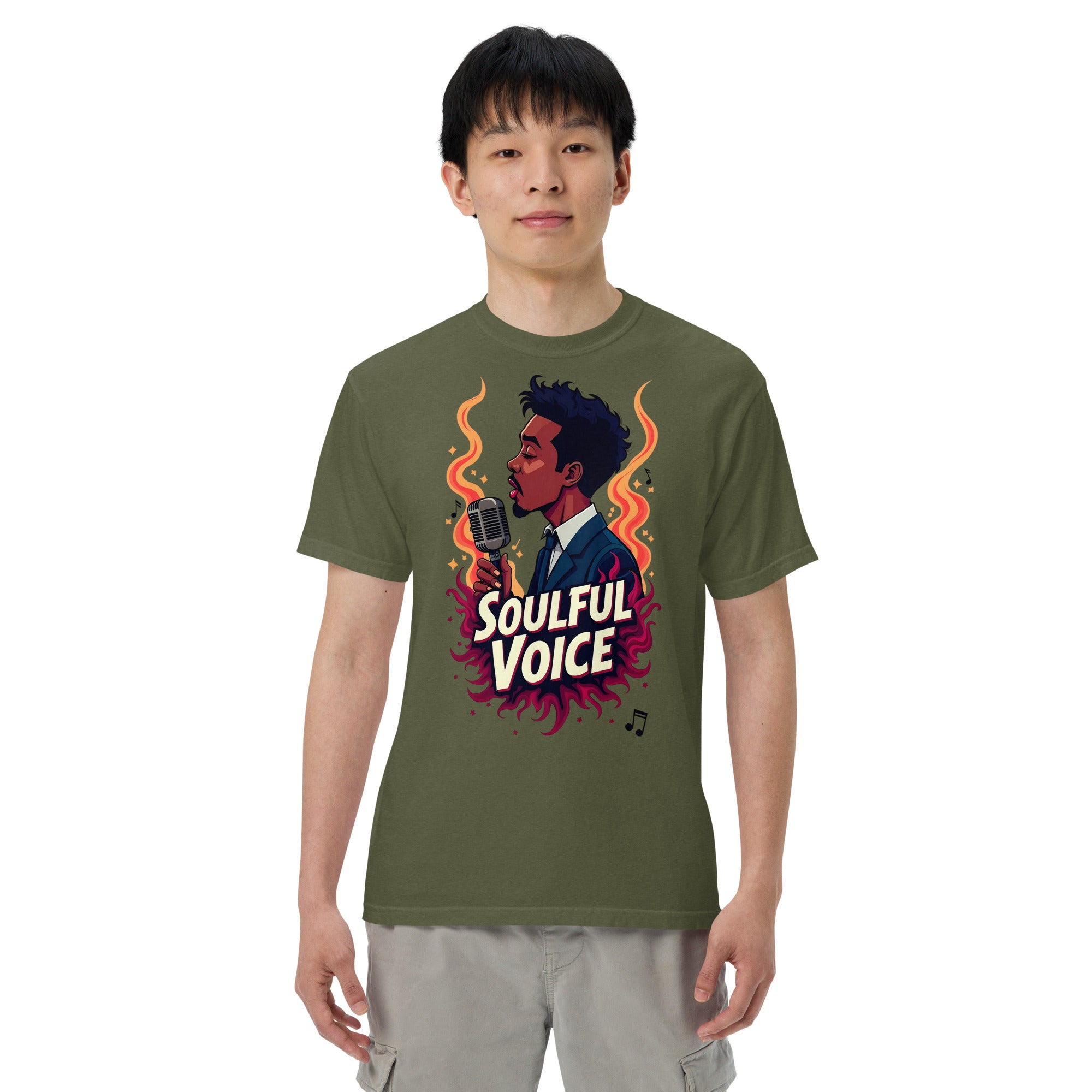 Unisex garment-dyed heavyweight t-shirt - Fire Soul T-Shirt – Unisex Singer Fiery Stage Graphic Tee by printfluence.net