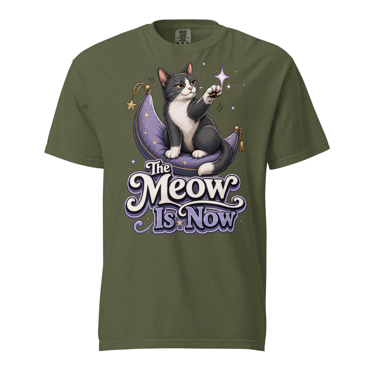 Cat Lovers "The Meow Is Now" Garment-Dyed Heavyweight T-Shirt by printfluence.net