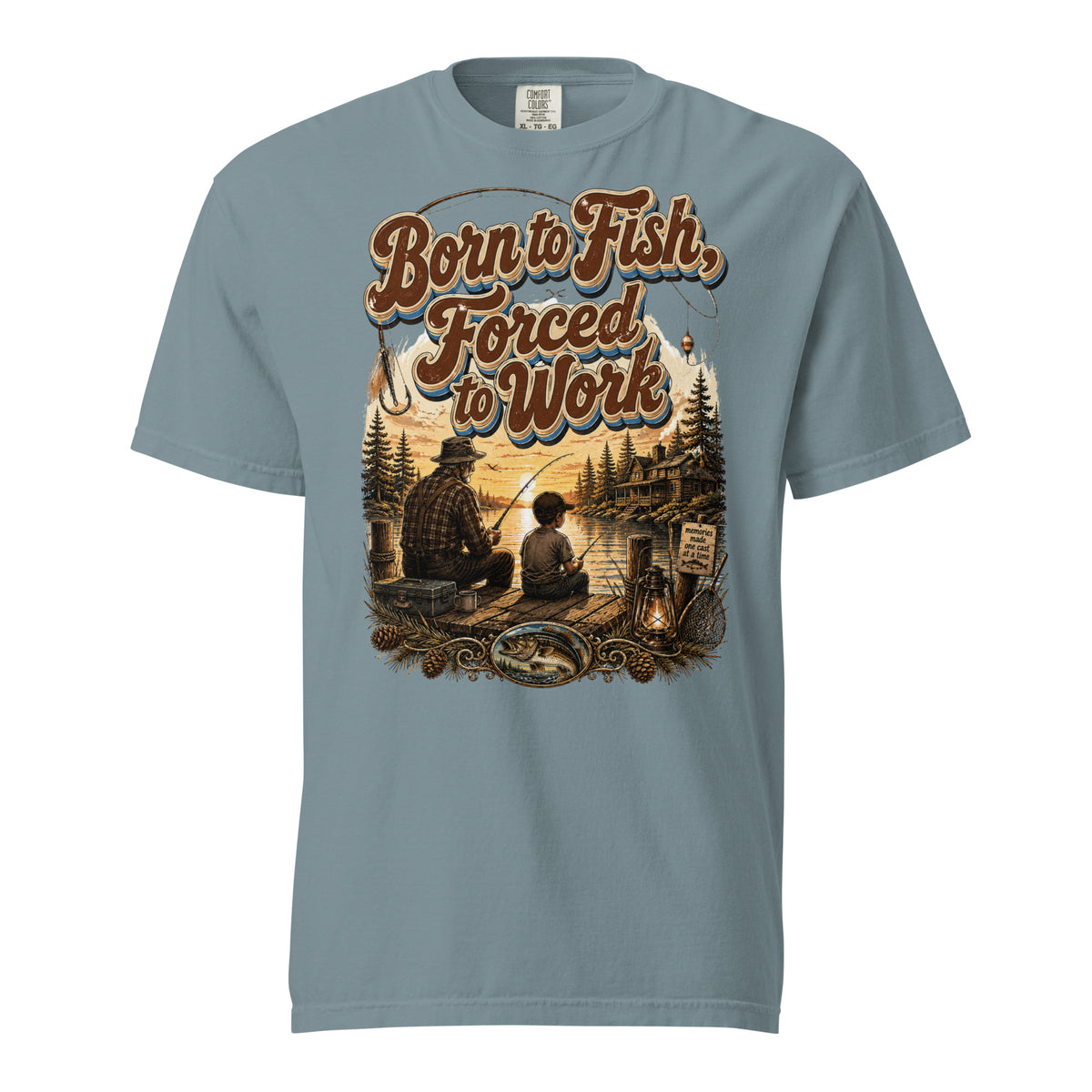 Fishing Lovers | Unisex Garment-Dyed Heavyweight T-Shirt — Born to Fish, Forced to Work by printfluence