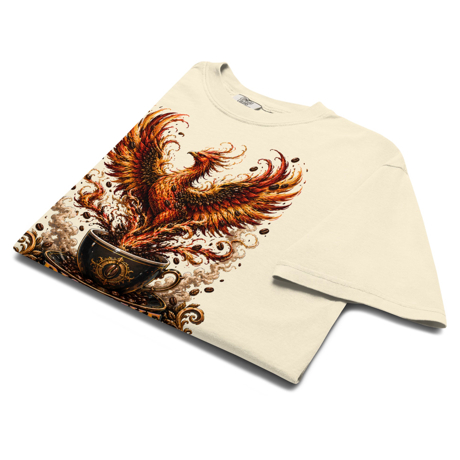 Coffee Lovers Unisex Garment-Dyed Heavyweight T-shirt Rise Like Coffee – Epic Phoenix Graphic Tee by printfluence.net
