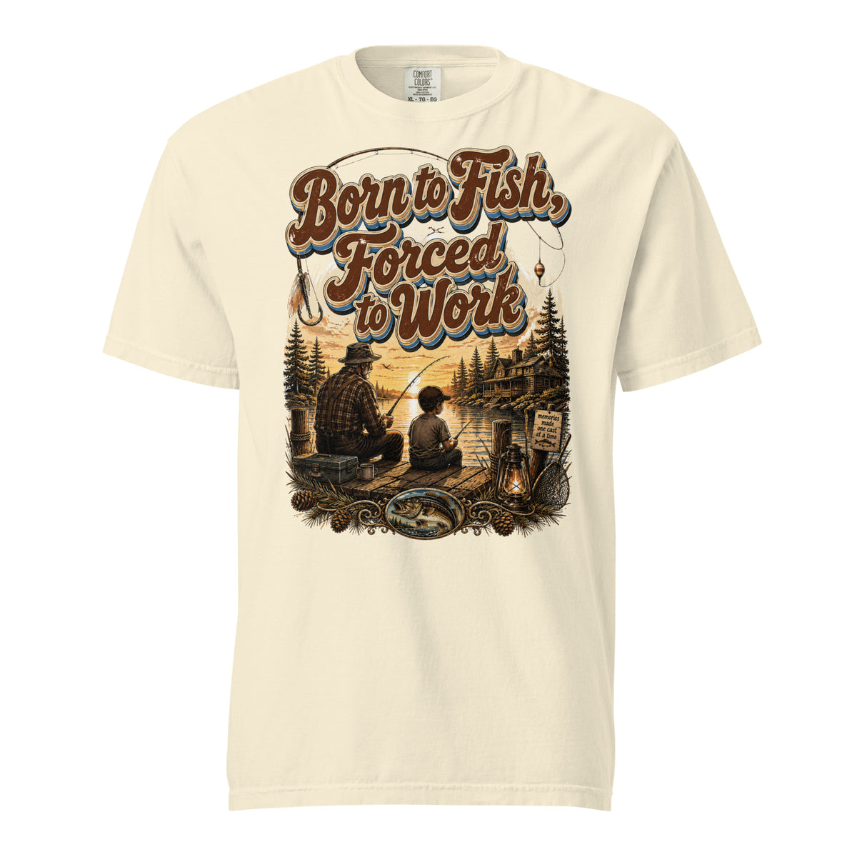 Fishing Lovers | Unisex Garment-Dyed Heavyweight T-Shirt — Born to Fish, Forced to Work by printfluence