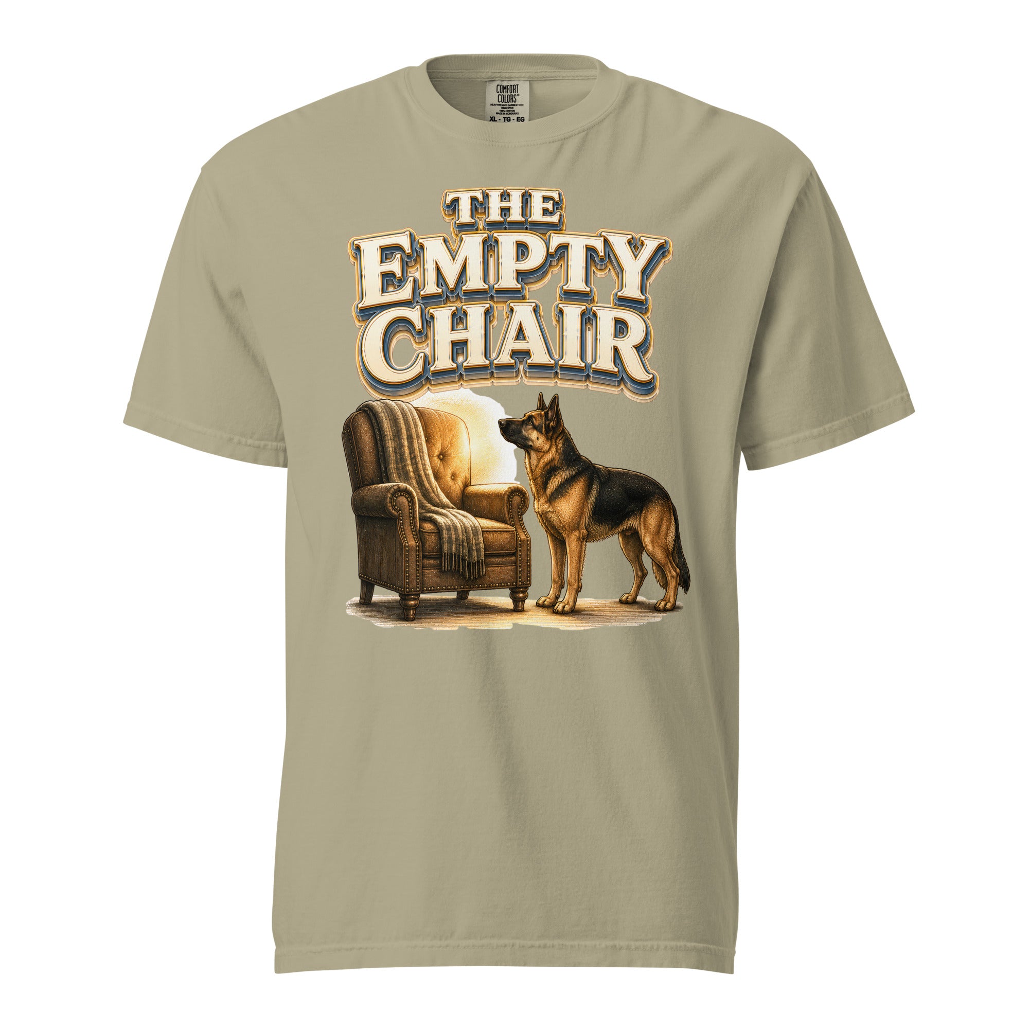 German Shepherd Empty Chair Heavyweight T-Shirt by printfluence.net