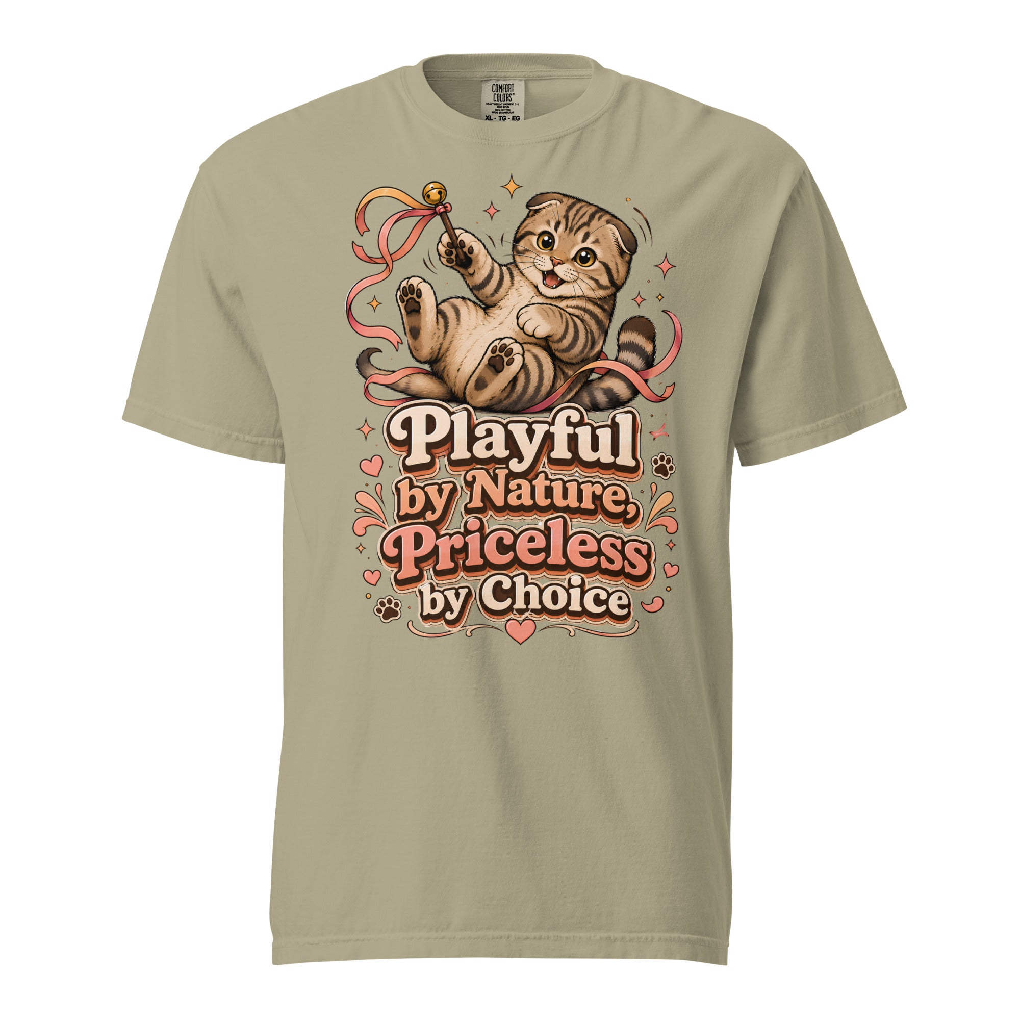 Cat Lovers Unisex Garment-Dyed Heavyweight T-Shirt "Playful by Nature, Priceless by Choice" by printfluence.net