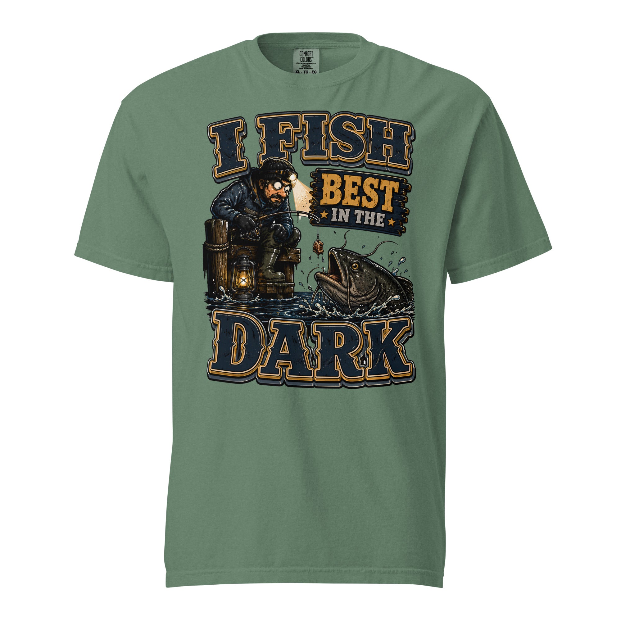 I Fish Best In The Dark Heavyweight Tee | Fishing Lovers Gift by printfluence.net