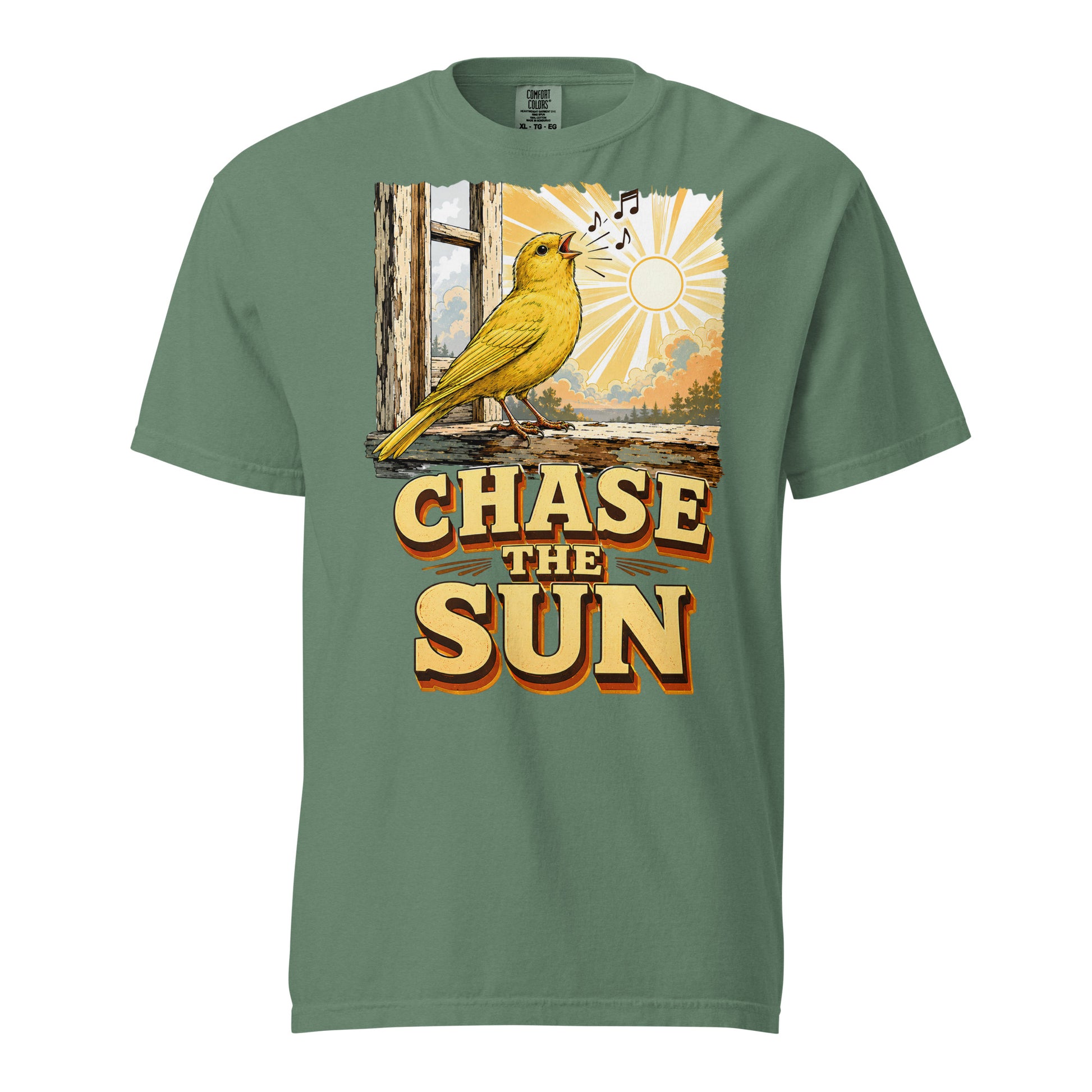 Vintage Chase The Sun Faded Oversized Tee - Retro Canary Lovers T-Shirt T-1 by printfluence.net
