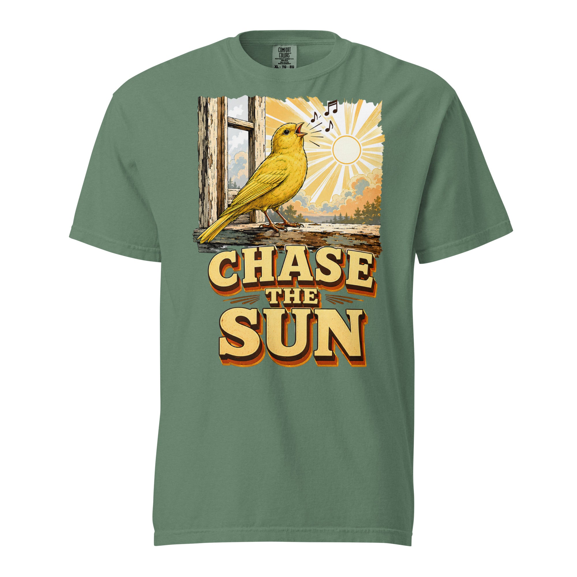 Vintage Chase The Sun Faded Oversized Tee - Retro Canary Lovers T-Shirt T-1 by printfluence.net