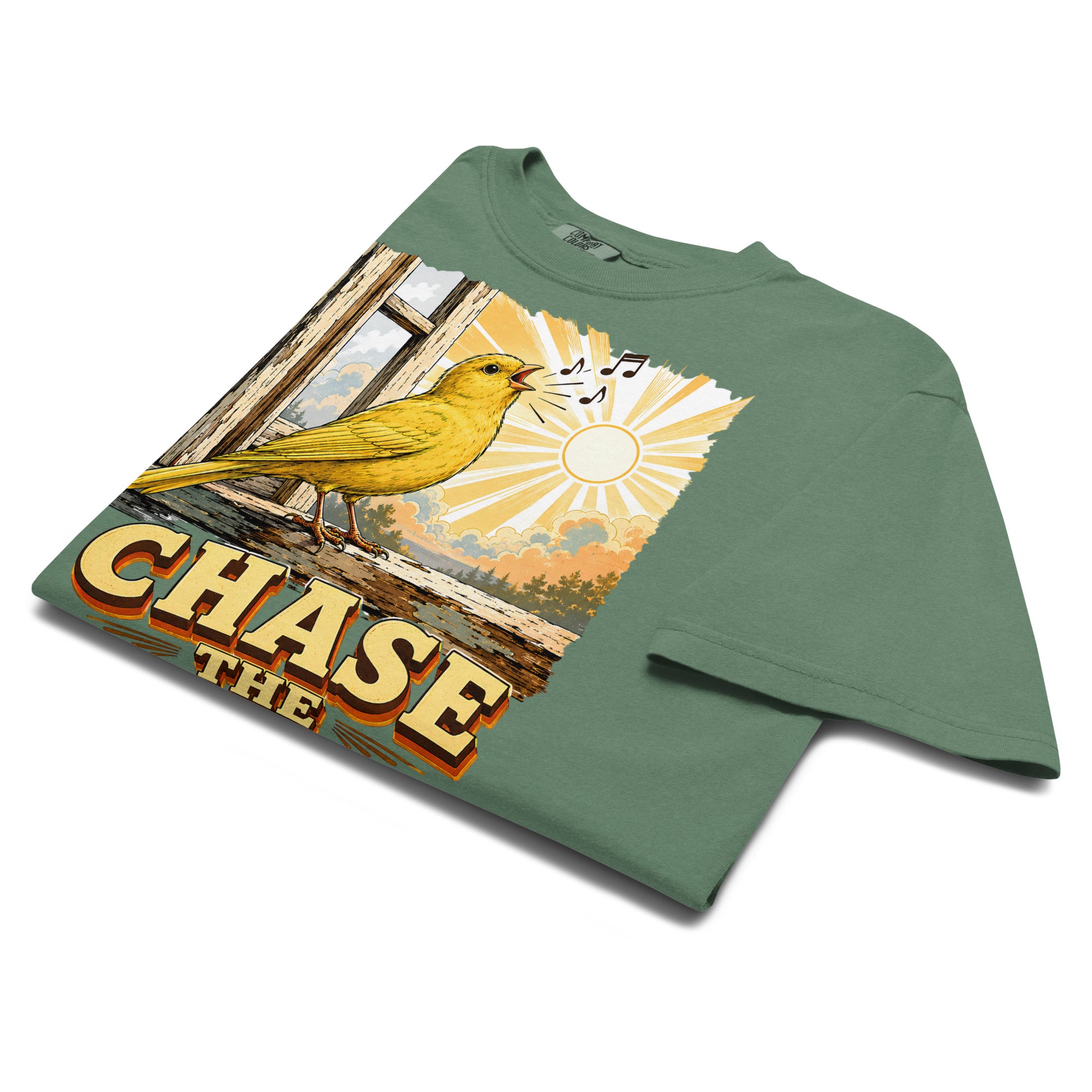 Vintage Chase The Sun Faded Oversized Tee - Retro Canary Lovers T-Shirt T-1 by printfluence.net