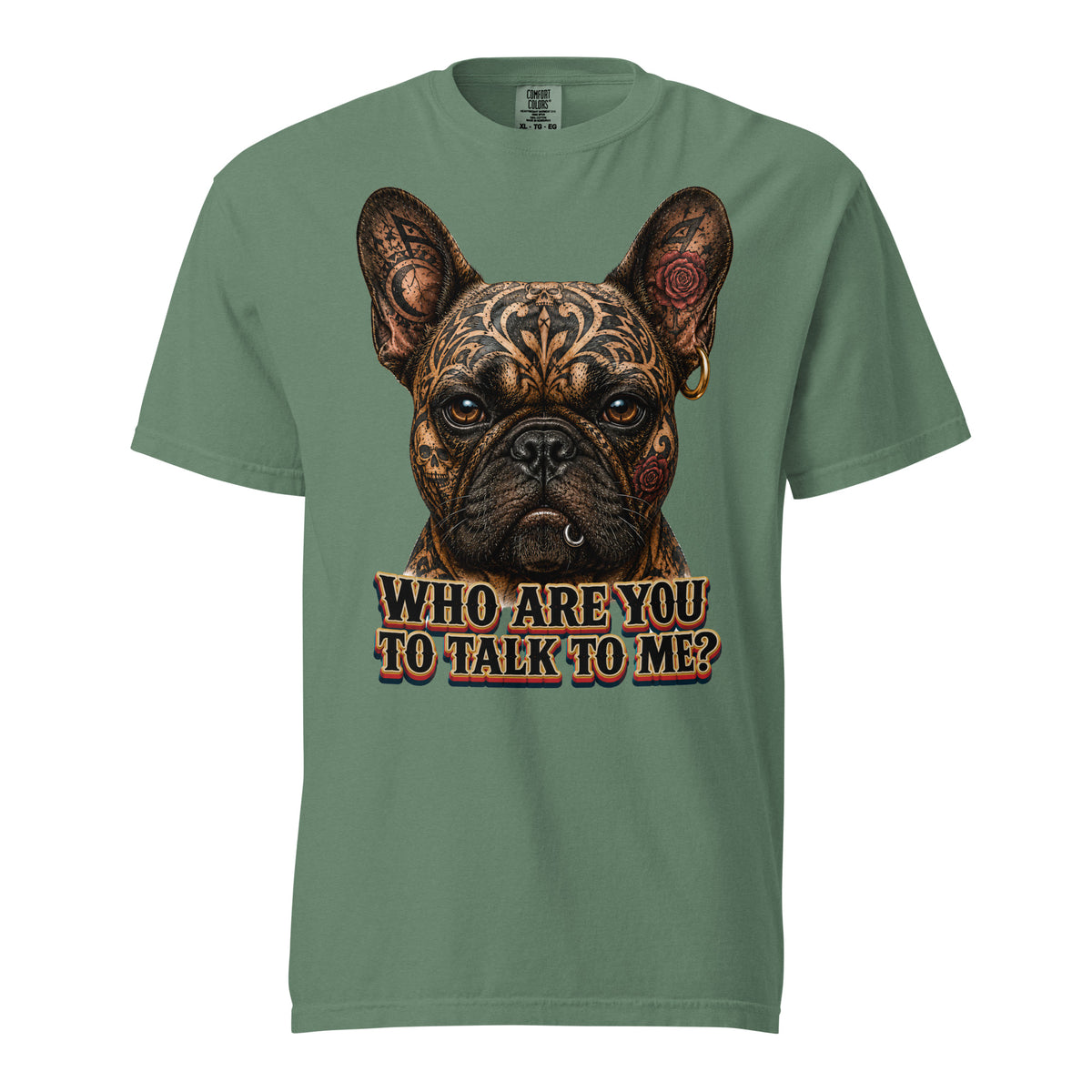 Edgy Frenchie Heavyweight Tee - Garment Dyed French Bulldog Lovers T-Shirt T-1 by printfluence.net