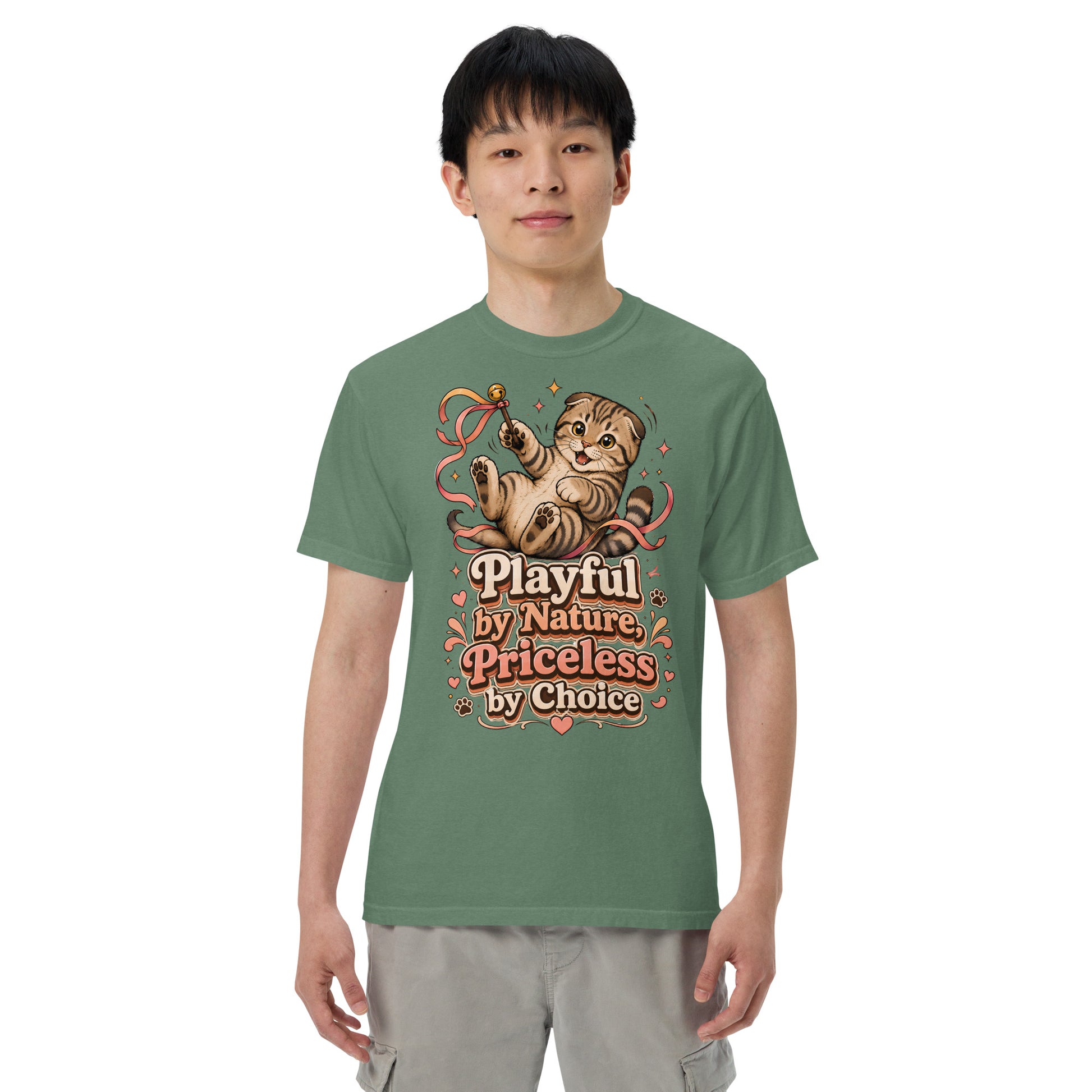 Cat Lovers Unisex Garment-Dyed Heavyweight T-Shirt "Playful by Nature, Priceless by Choice" by printfluence.net