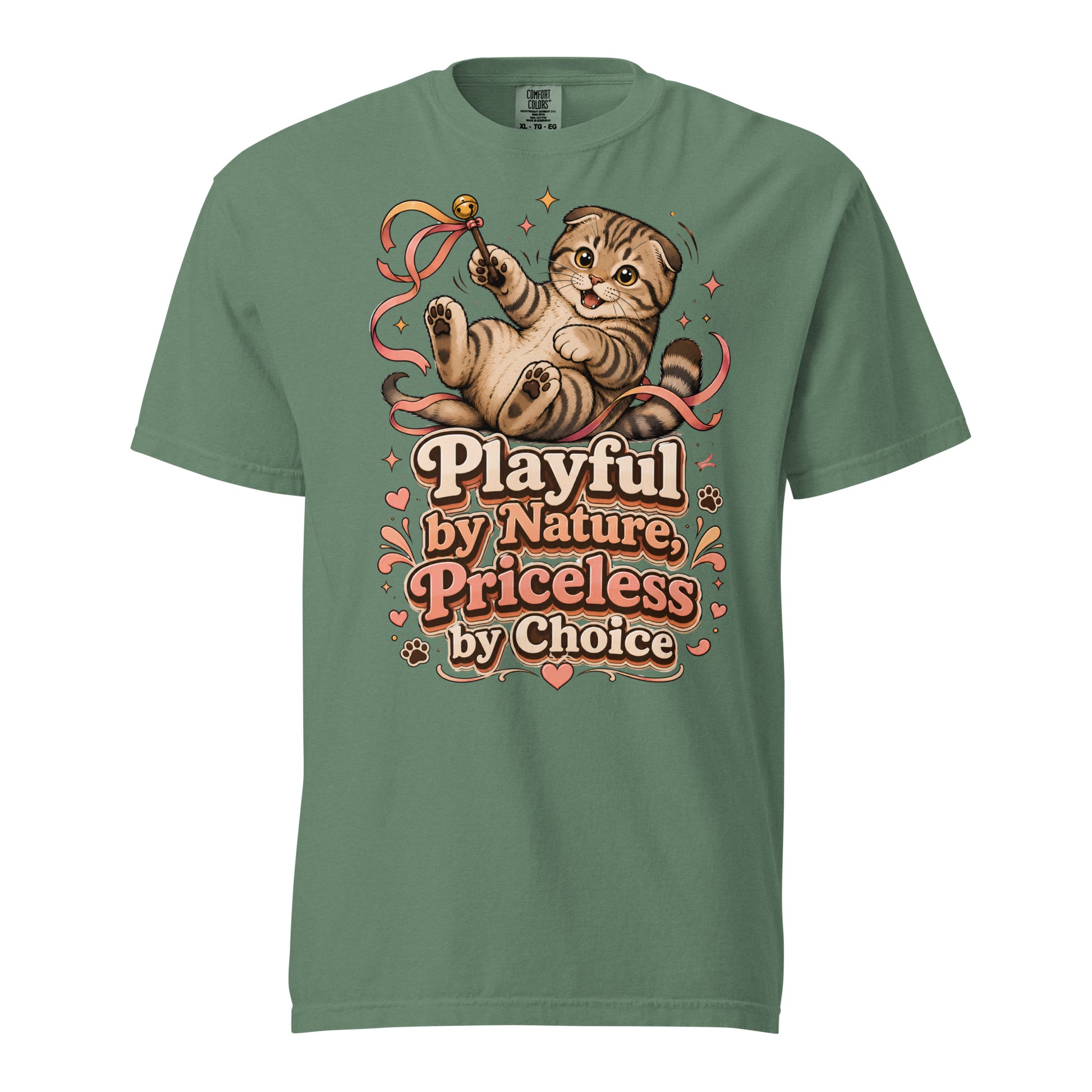 Cat Lovers Unisex Garment-Dyed Heavyweight T-Shirt "Playful by Nature, Priceless by Choice" by printfluence.net
