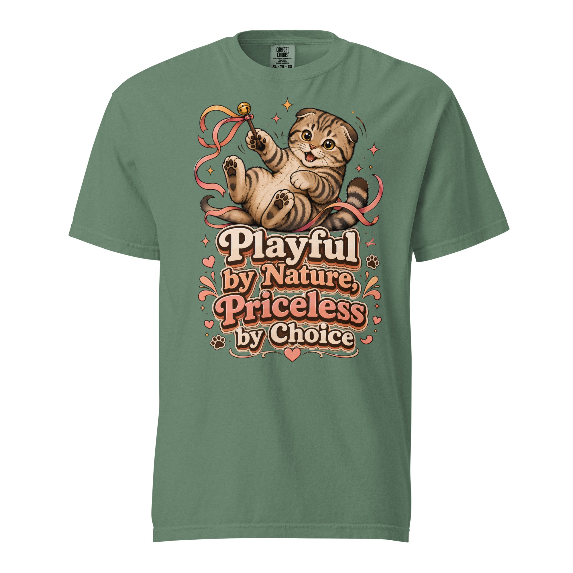 Cat Lovers Unisex Garment-Dyed Heavyweight T-Shirt "Playful by Nature, Priceless by Choice" by printfluence.net