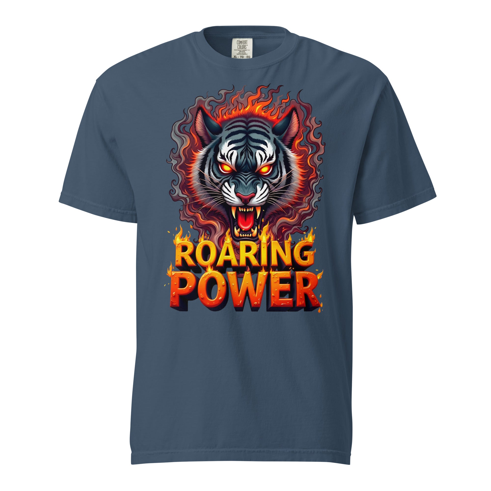 Unisex garment-dyed heavyweight t-shirt - Roaring Power Tiger Heavyweight Tee – Fierce Garment-Dyed Unisex by printfluence.net
